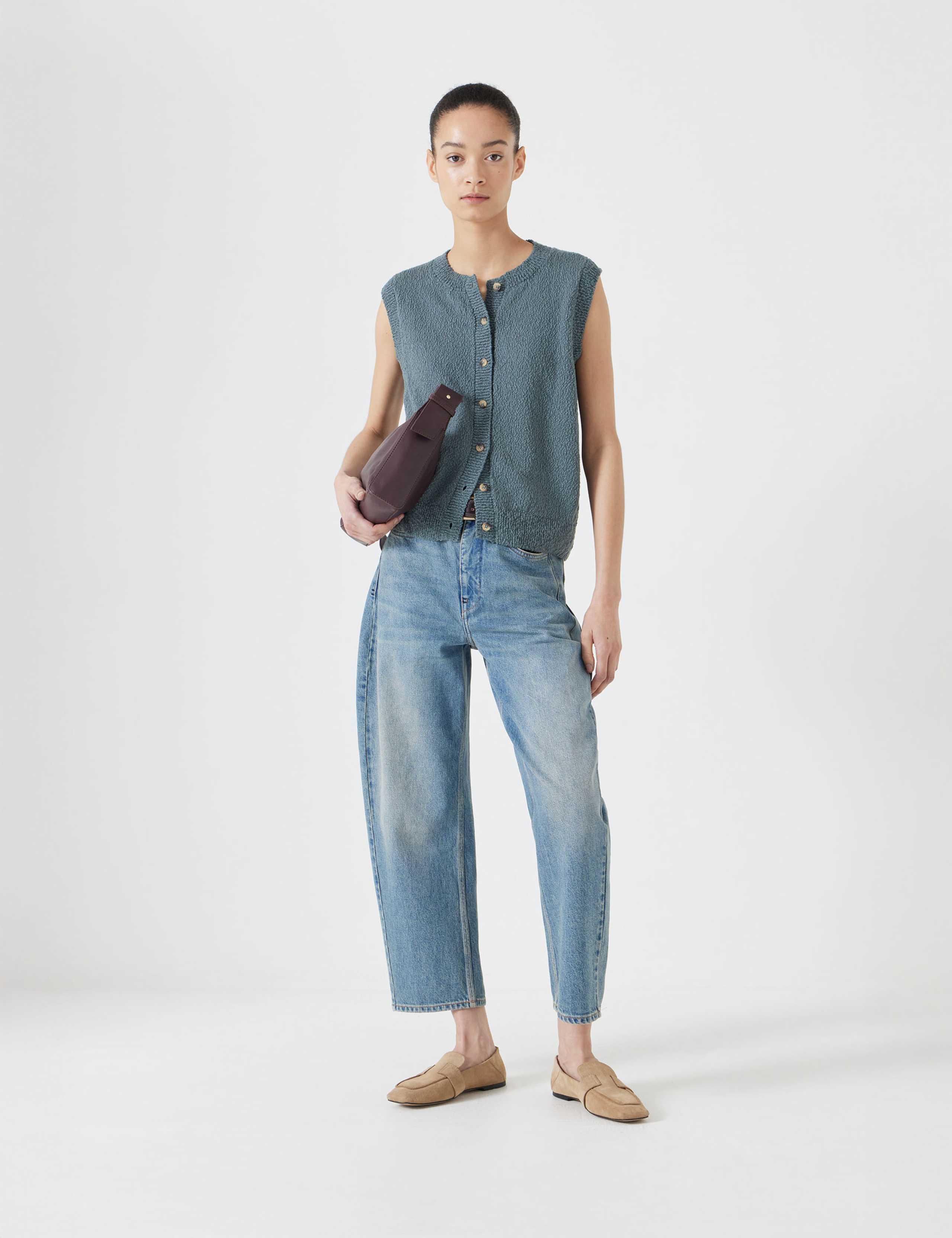 Pure Cotton Button Through Knitted Vest 4 of 5