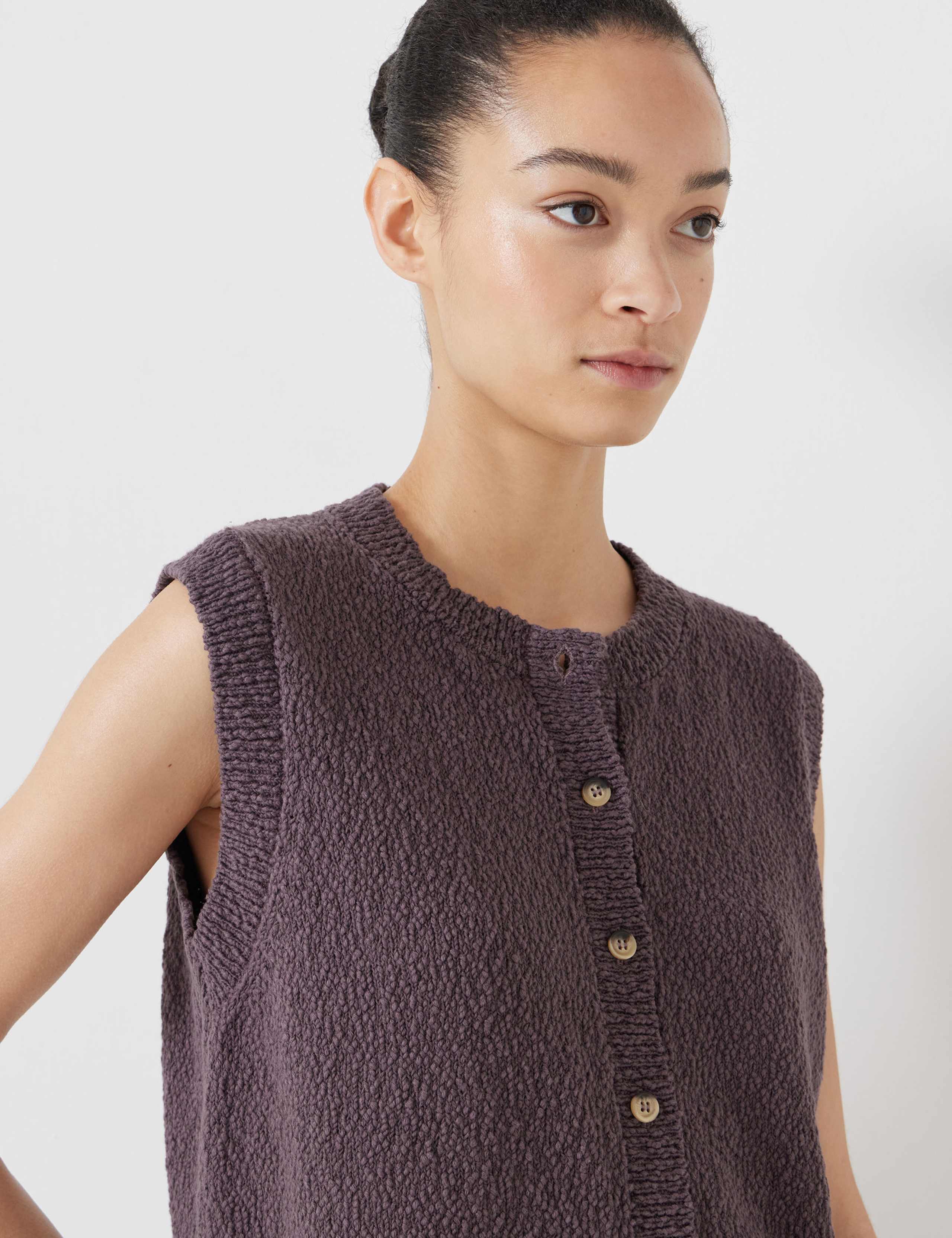 Pure Cotton Button Through Knitted Vest 3 of 5