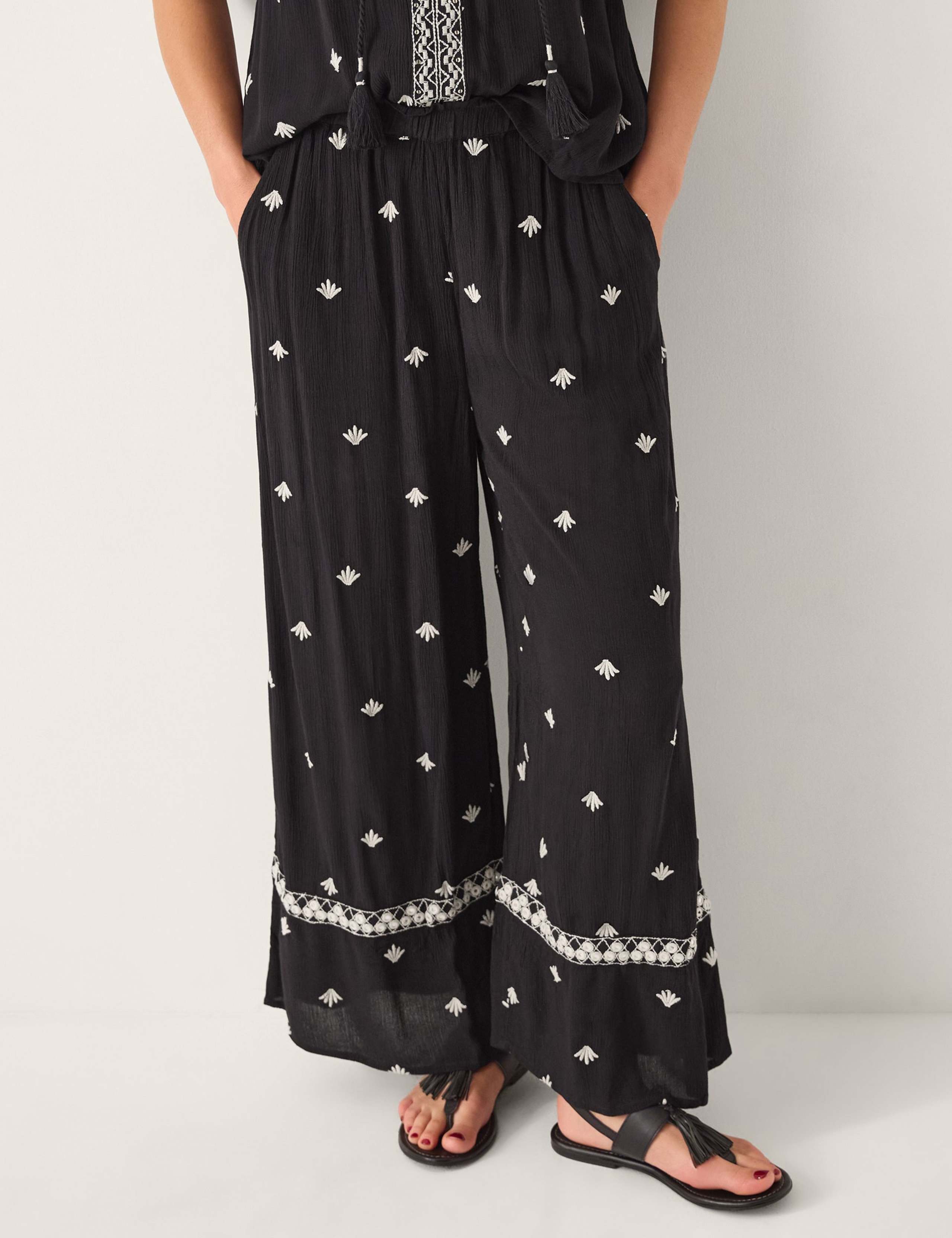 Embroidered Wide Leg Trousers 4 of 4