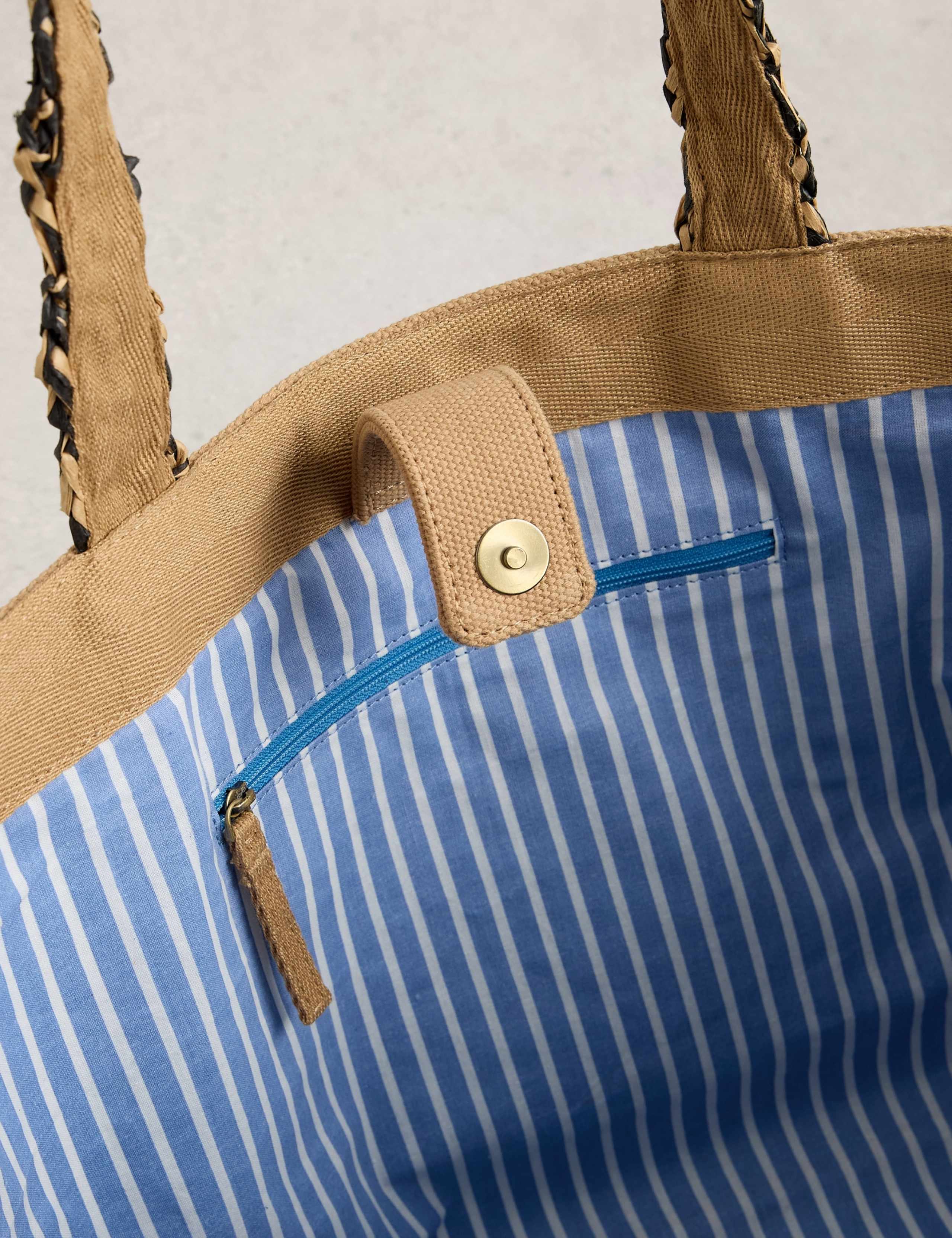 Canvas Raffia Embroidered Tote Bag 4 of 4