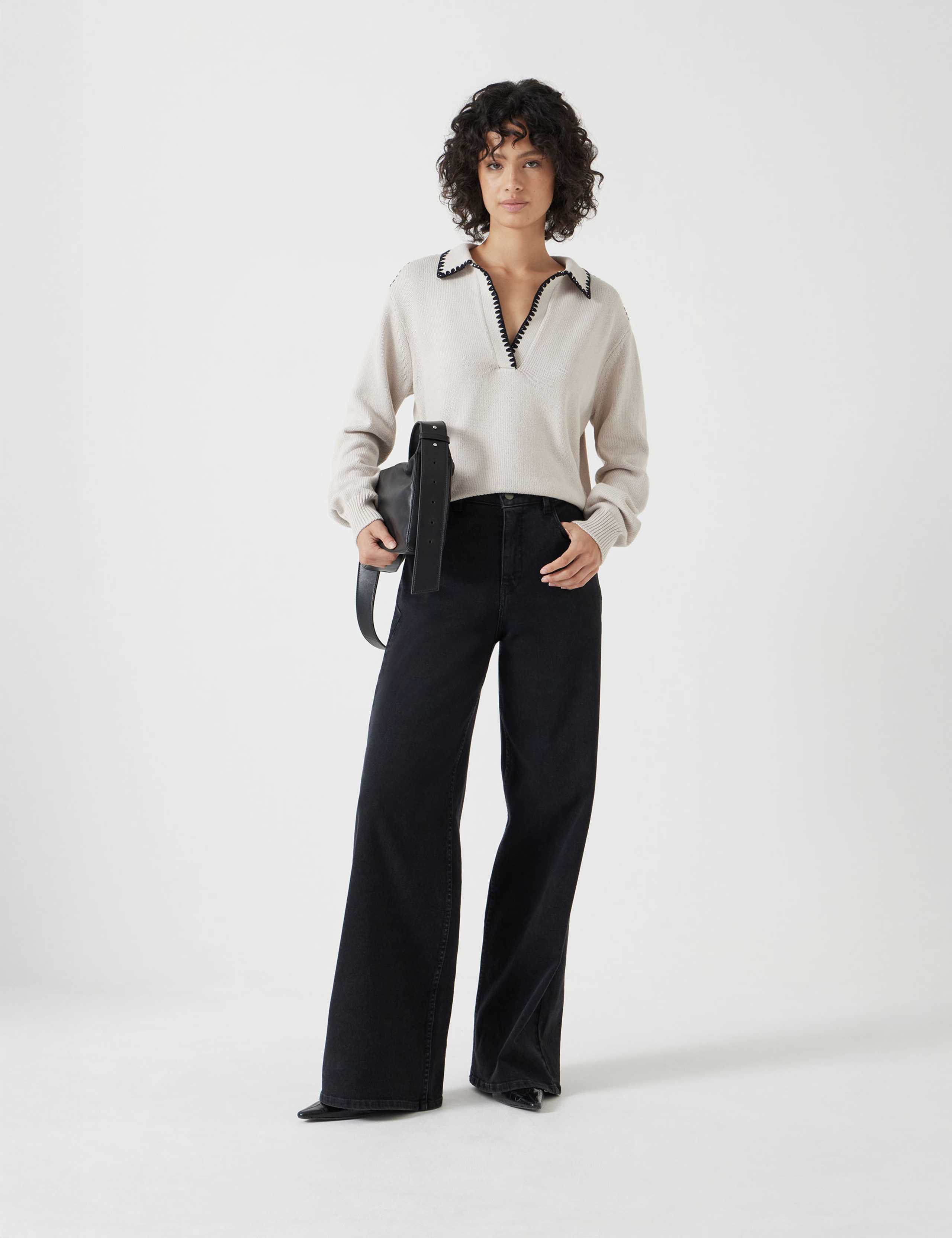 Pure Cotton Textured Collared Jumper 3 of 5