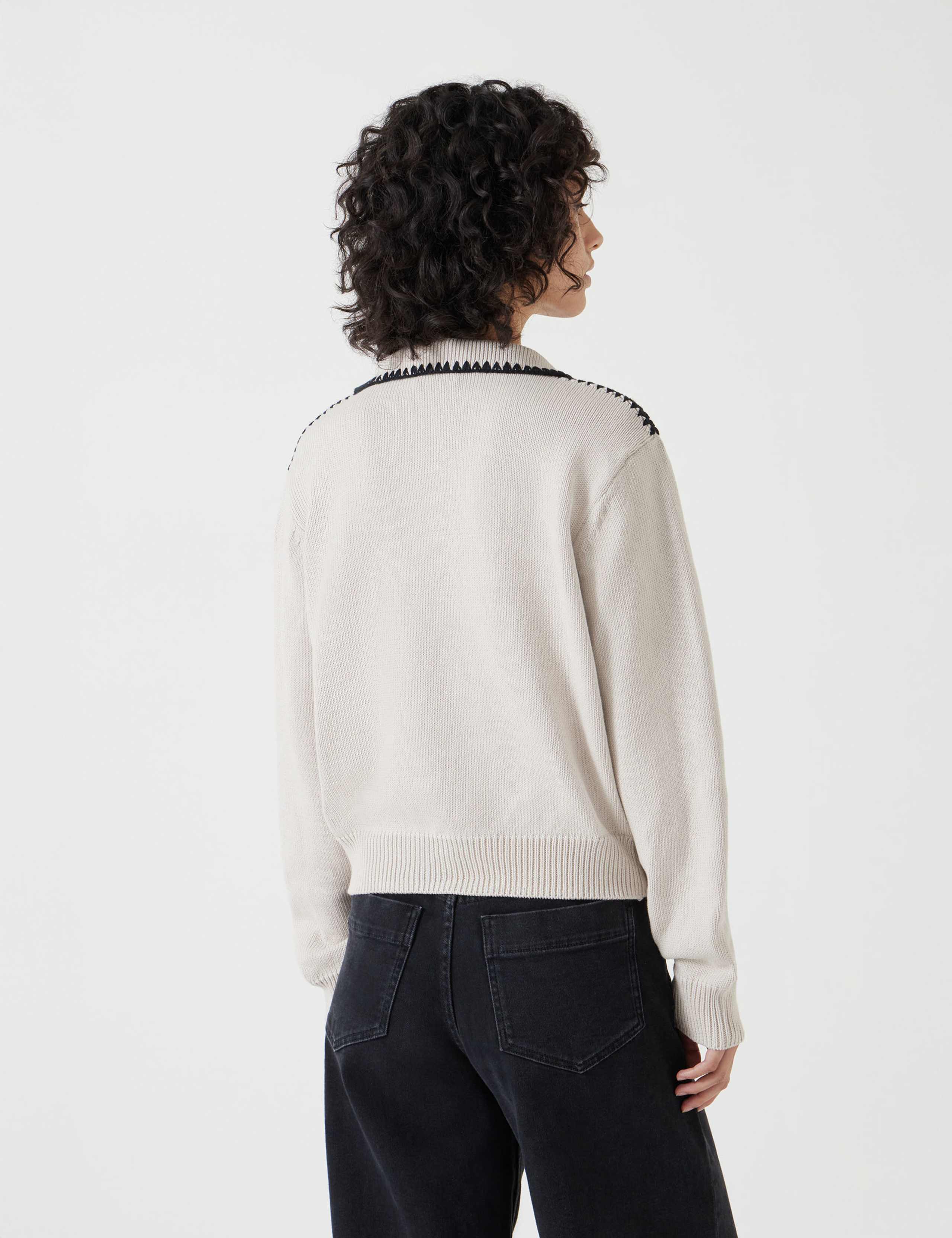 Pure Cotton Textured Collared Jumper 4 of 5