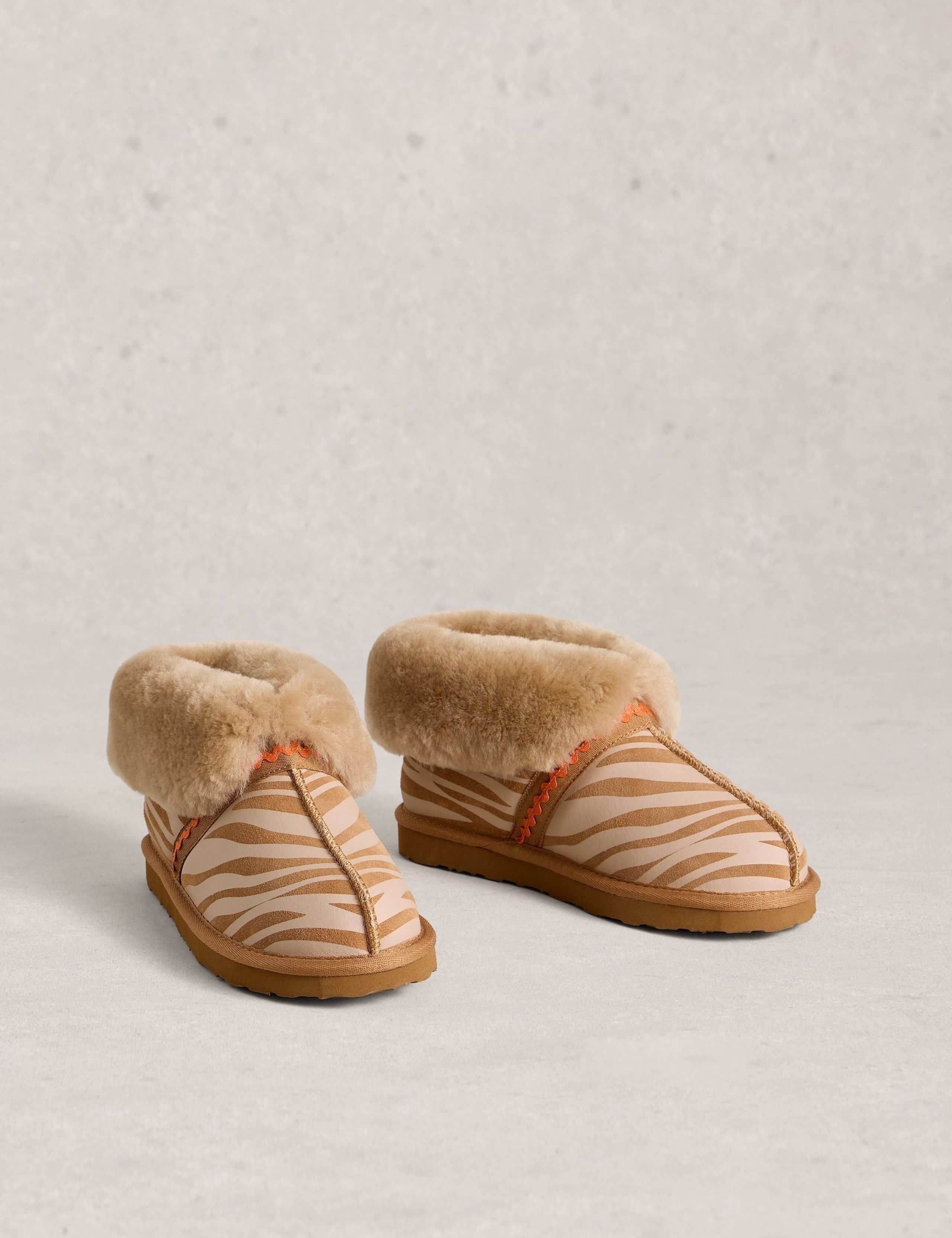 Suede Shearling Animal Print Slipper Boots 3 of 4