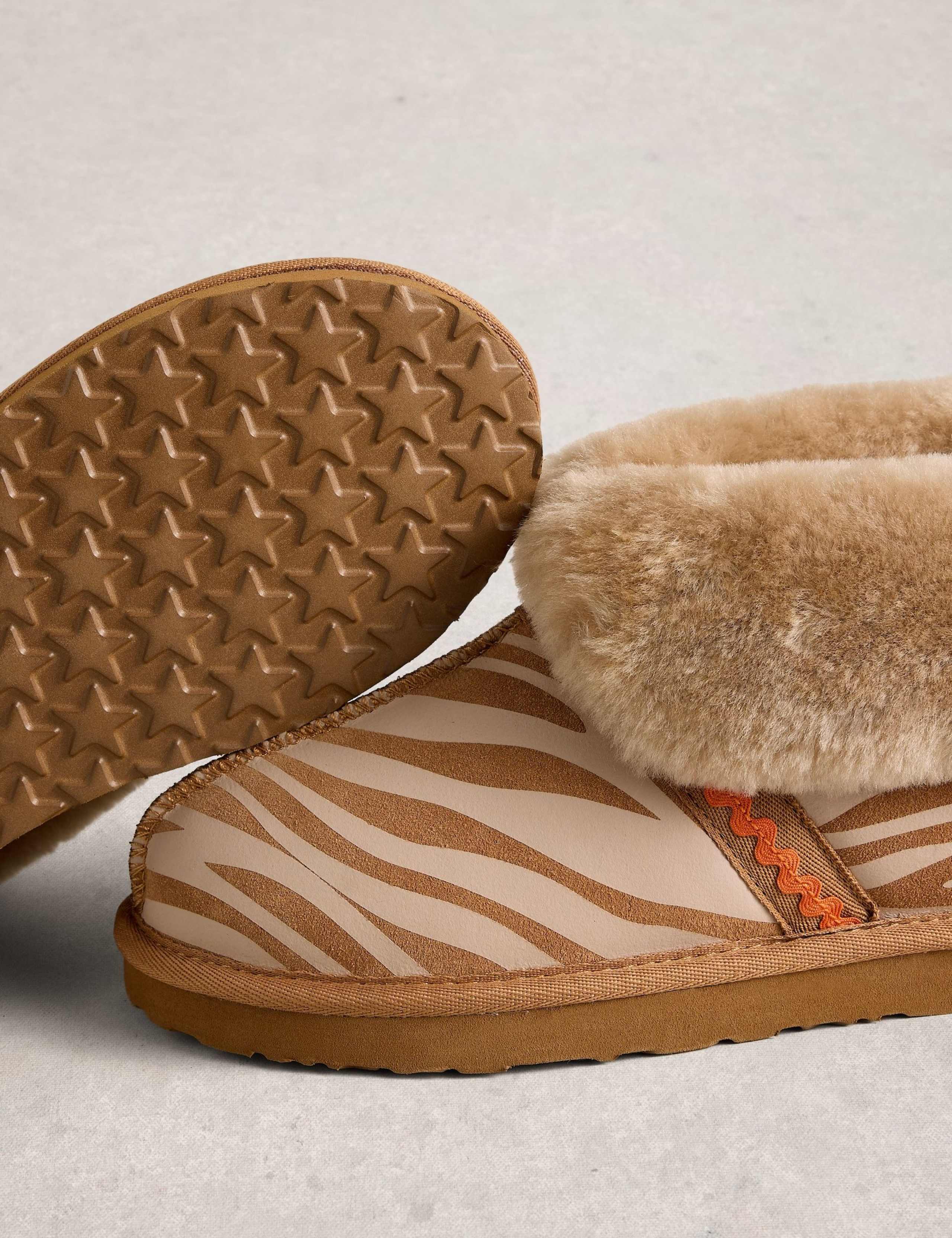 Suede Shearling Animal Print Slipper Boots 4 of 4