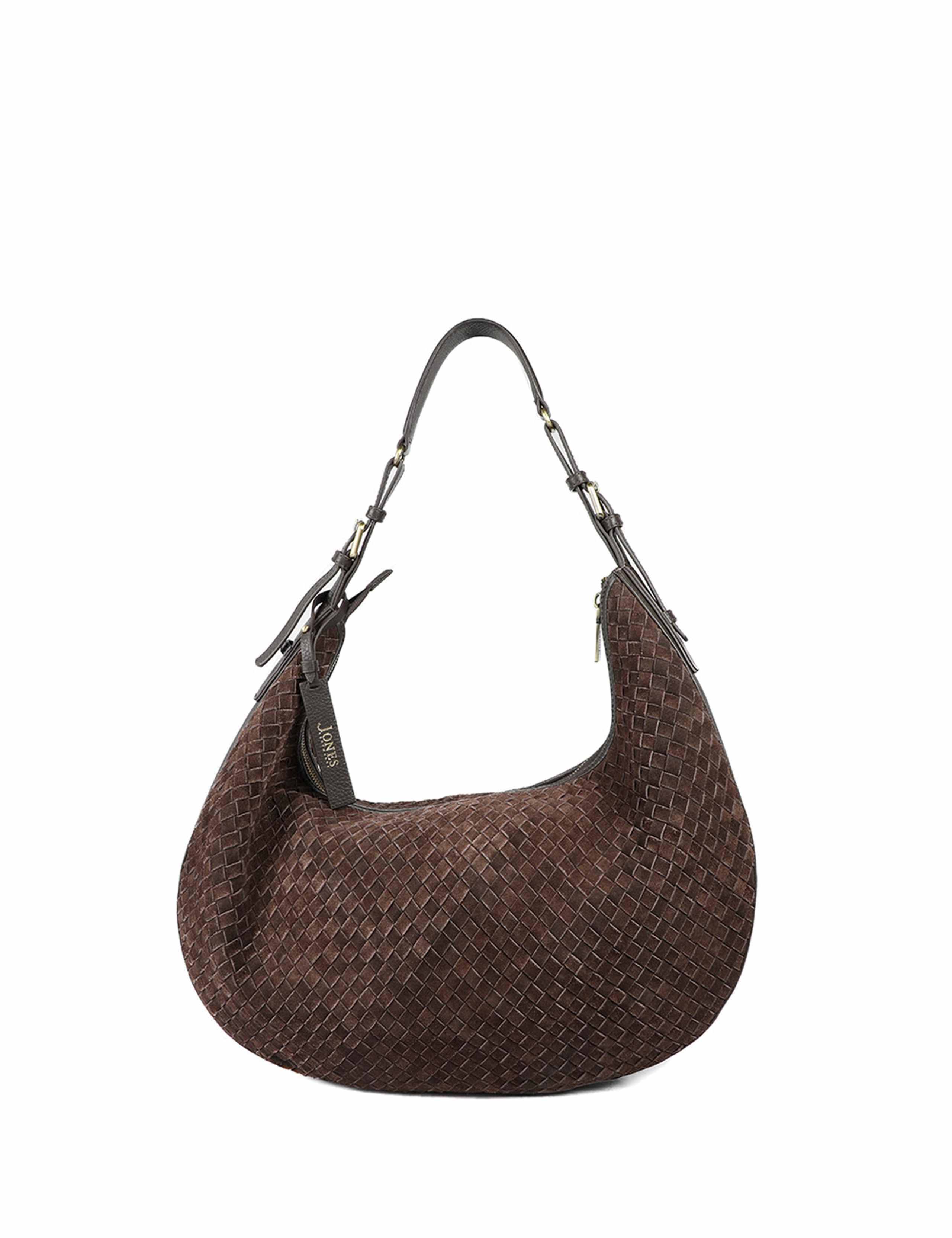 Leather Slouch Woven Shoulder Bag 2 of 7