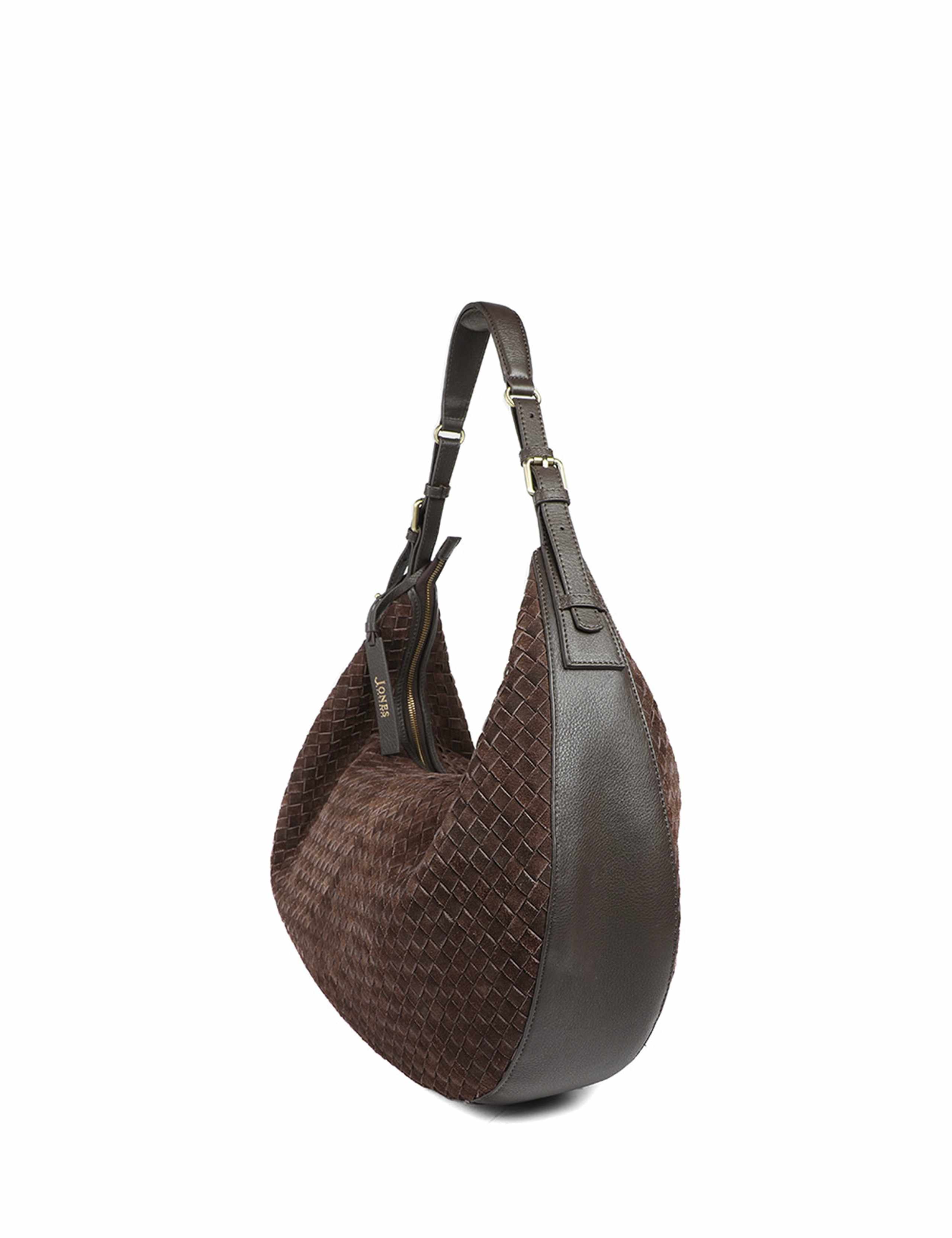 Leather Slouch Woven Shoulder Bag 4 of 7