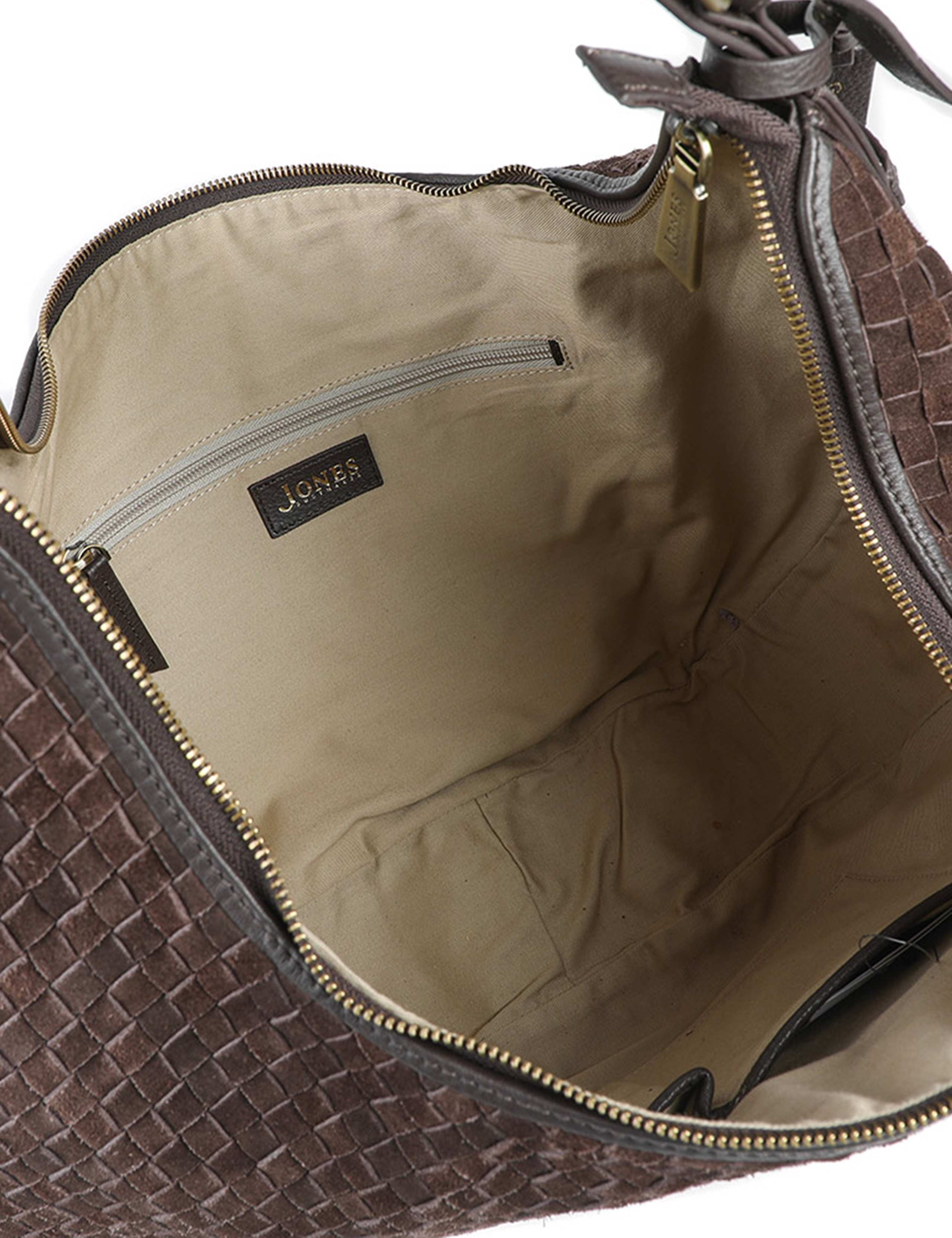 Leather Slouch Woven Shoulder Bag 5 of 7