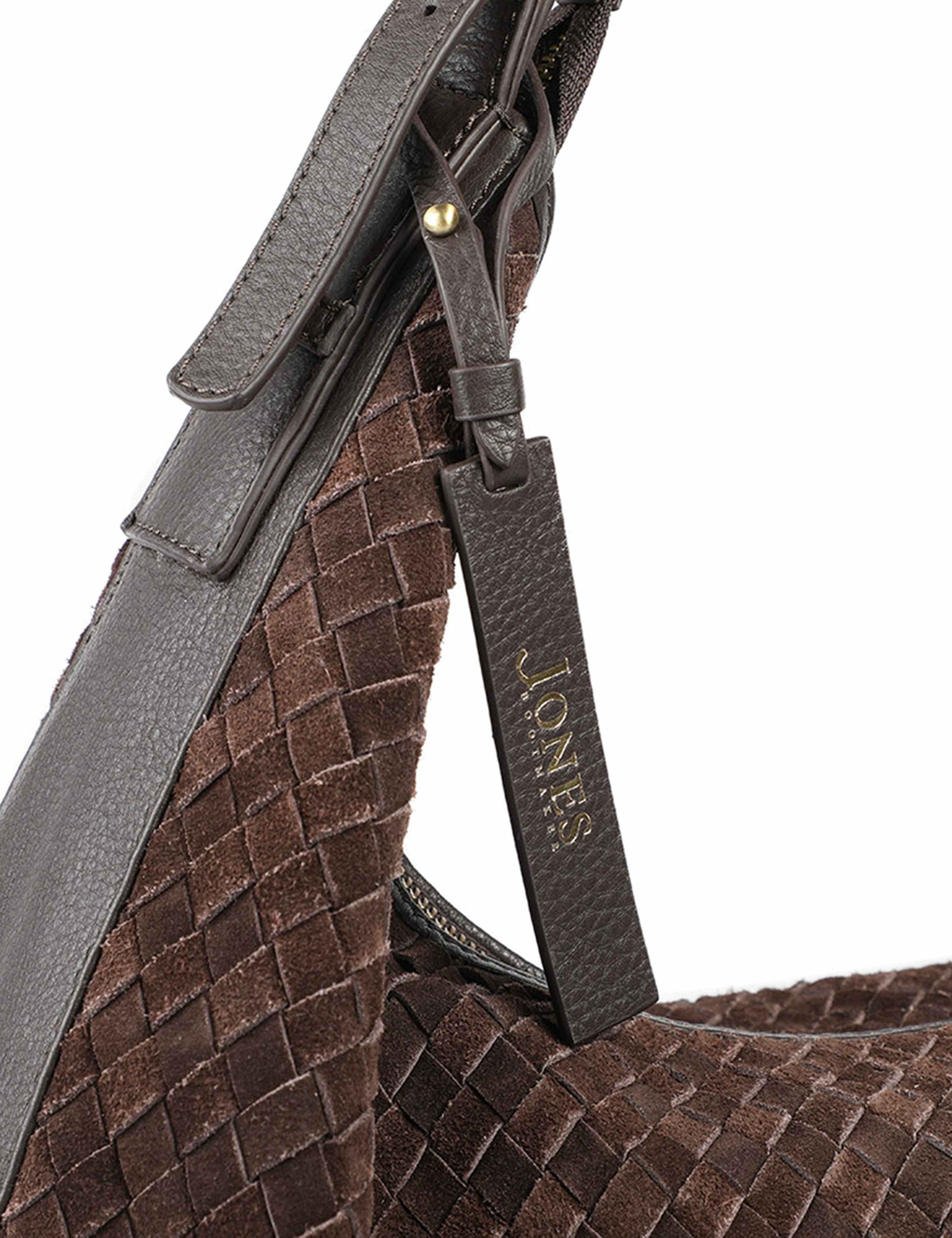 Leather Slouch Woven Shoulder Bag 6 of 7