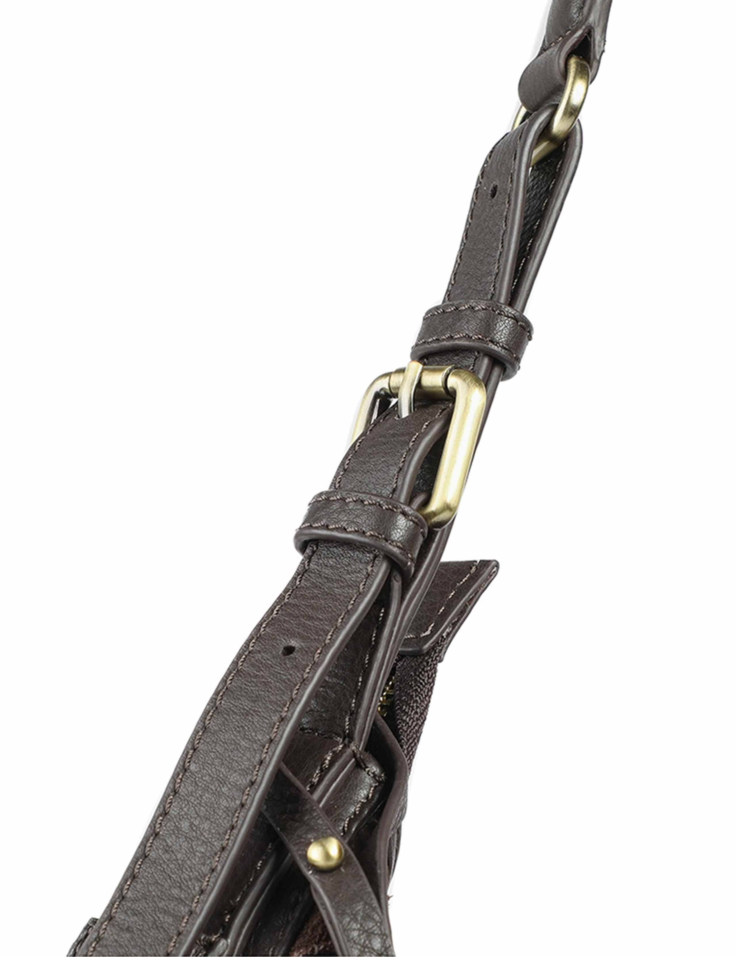 Leather Slouch Woven Shoulder Bag 7 of 7