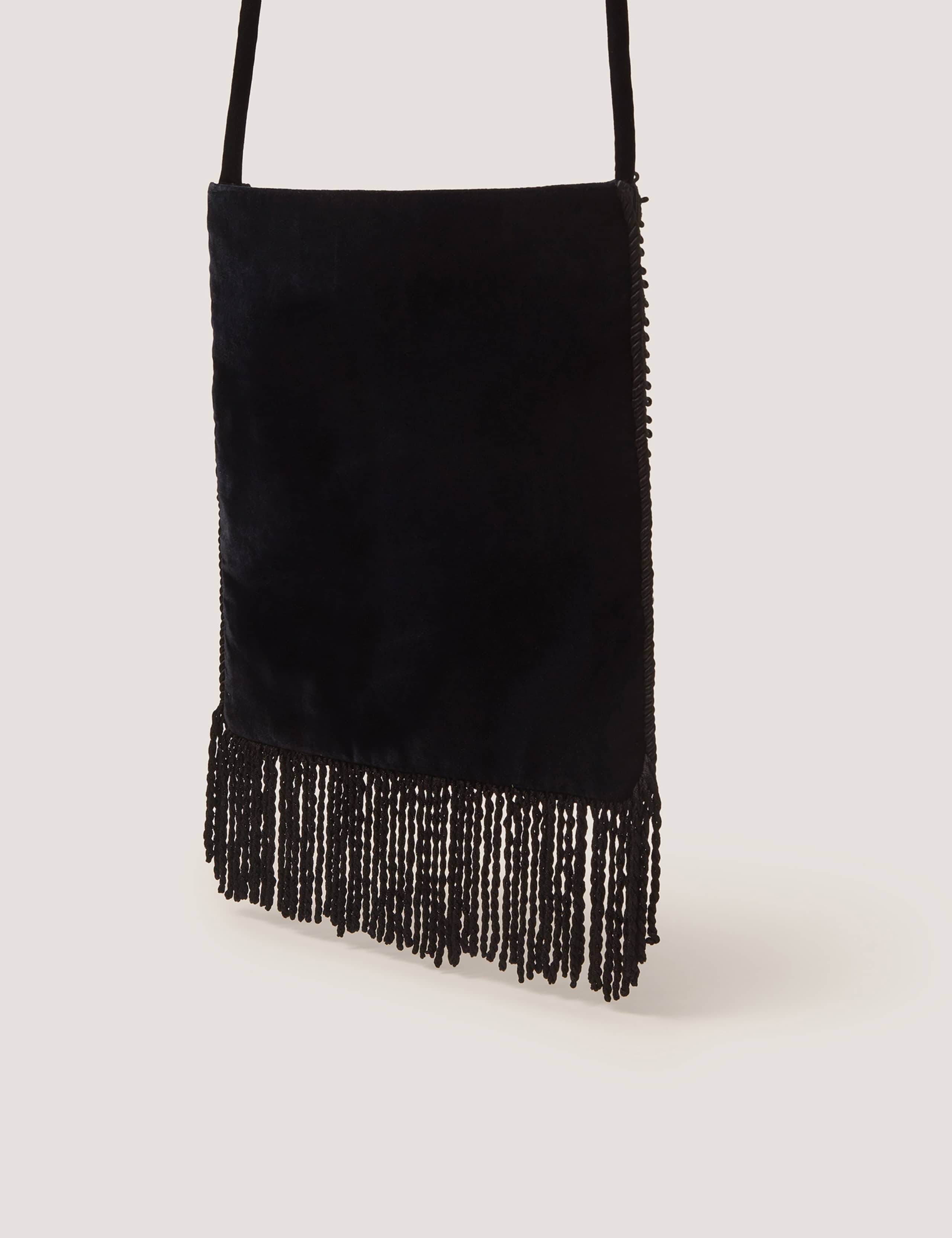 Velvet Embroidered Fringed Shoulder Bag 2 of 4