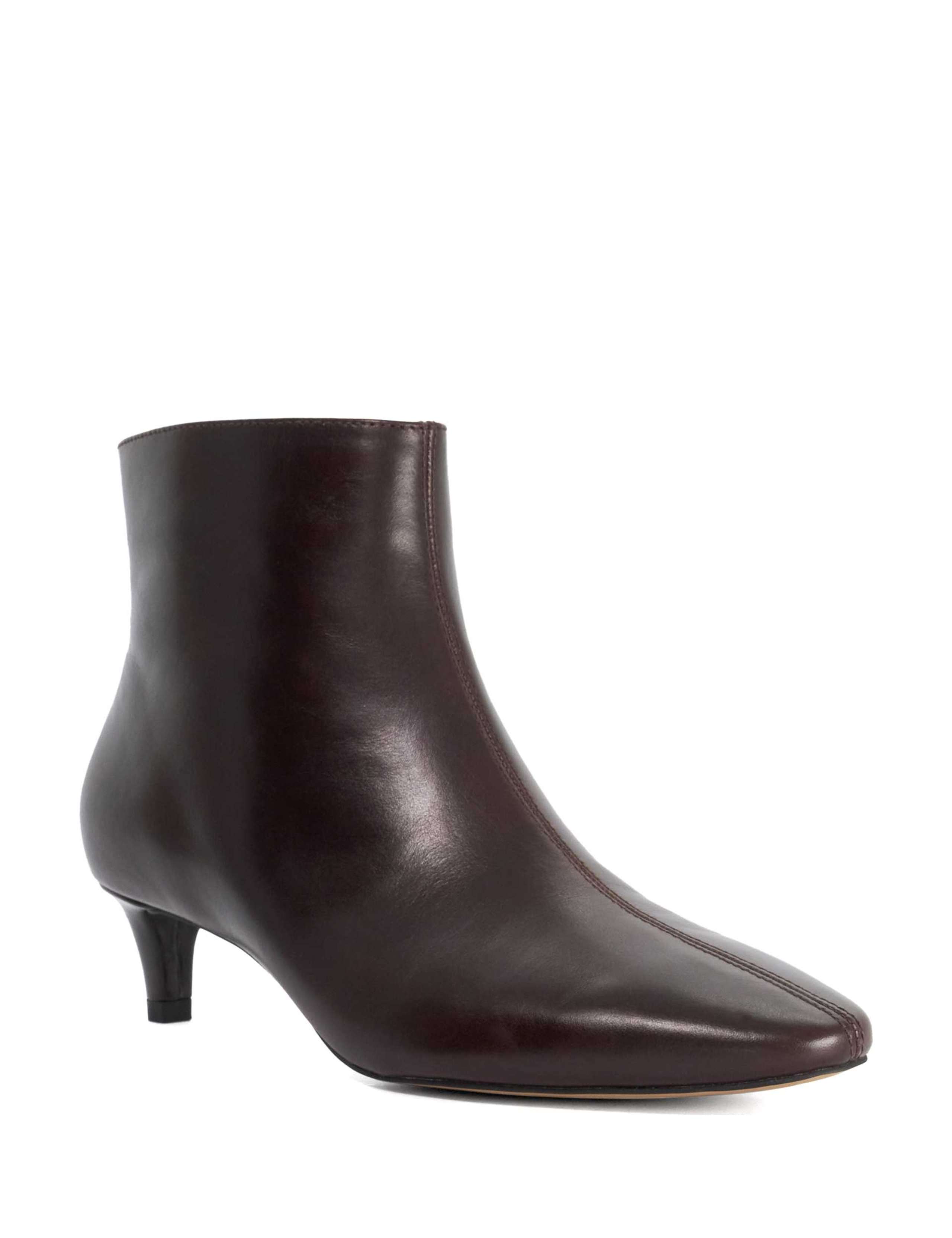 Leather Kitten Heel Ankle Boots 3 of 5
