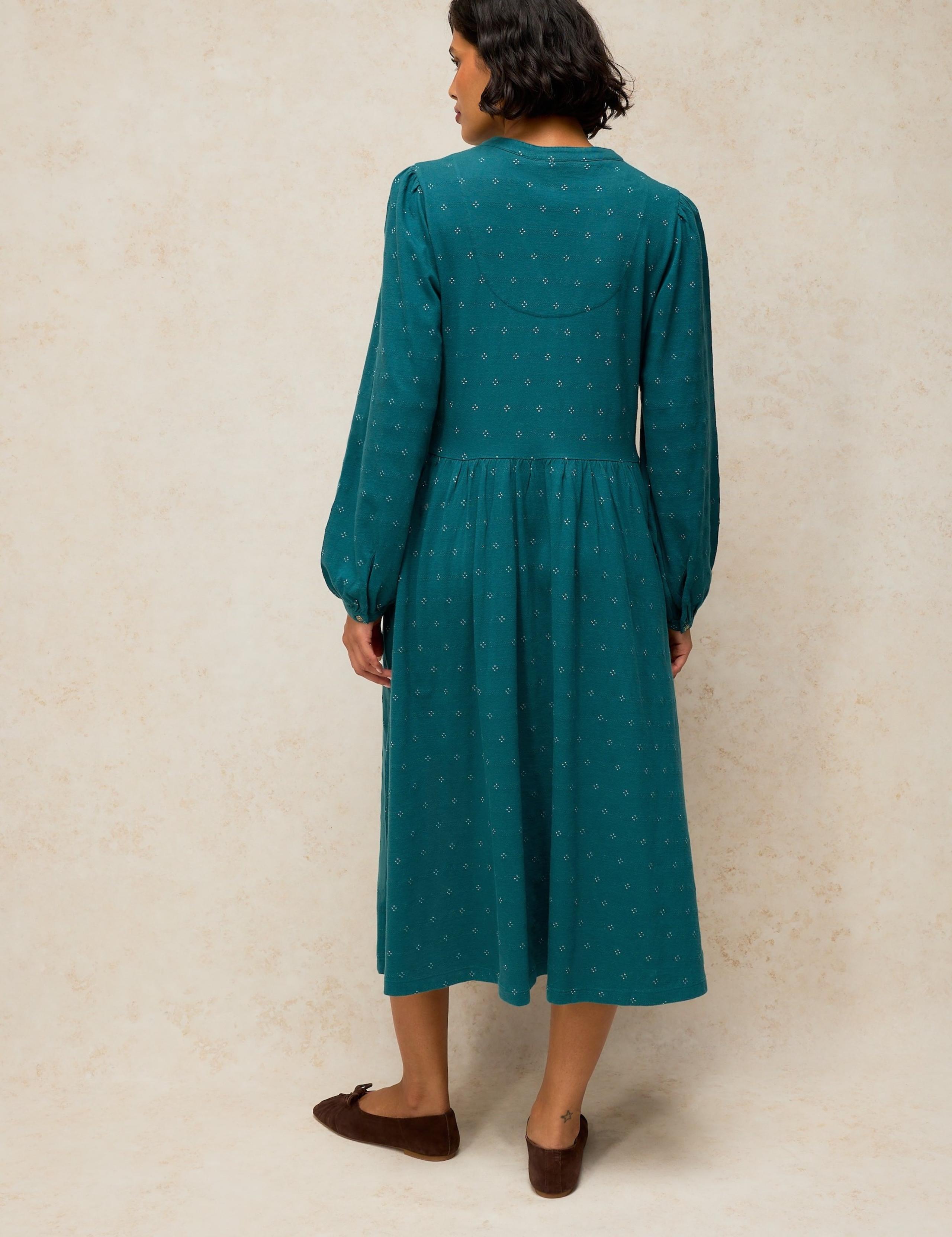 Cotton Rich Notch Neck Midi Dress 3 of 6