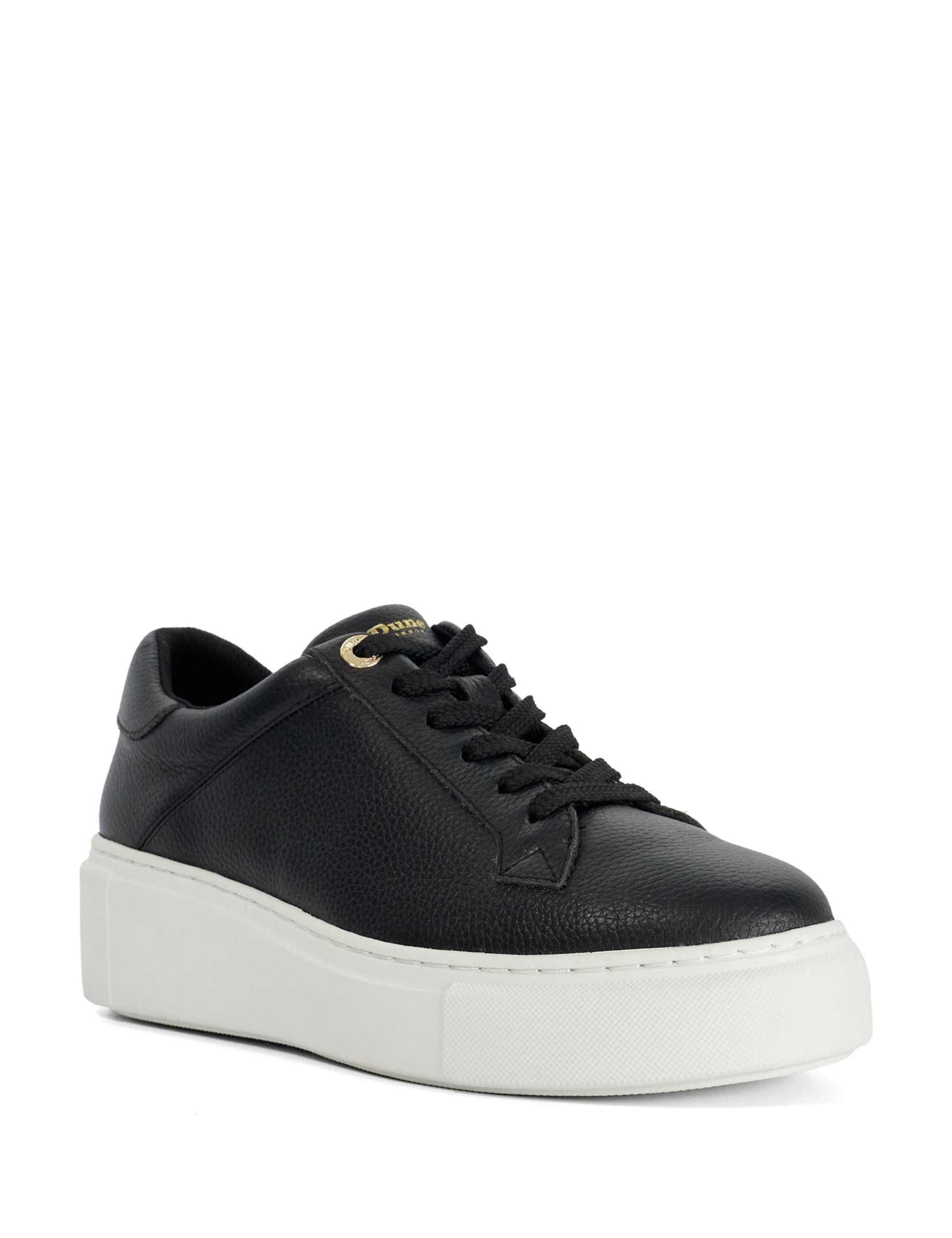 Leather Lace Up Flatform Trainers 3 of 5