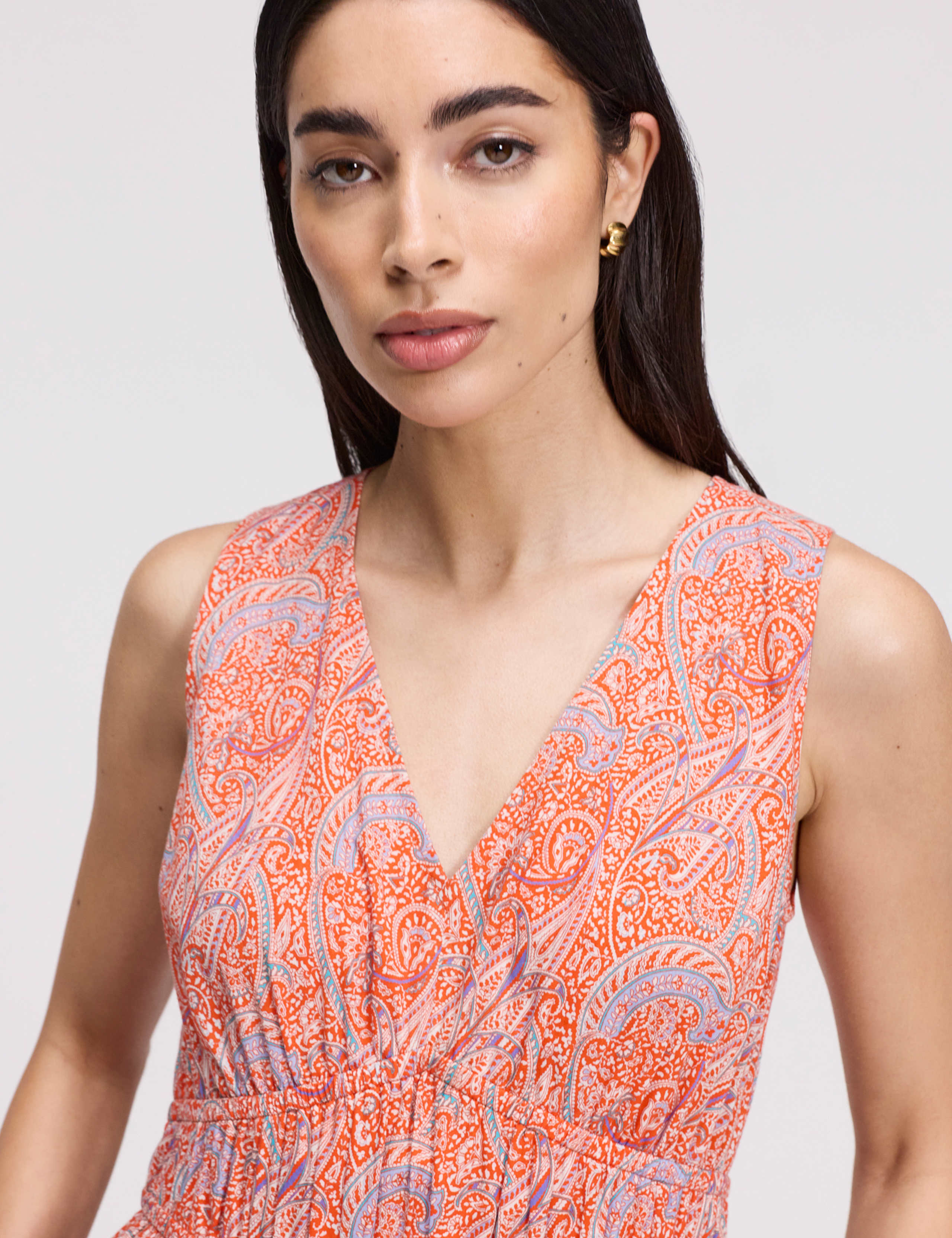 Pure Cotton Paisley V-Neck Midi Dress 5 of 8