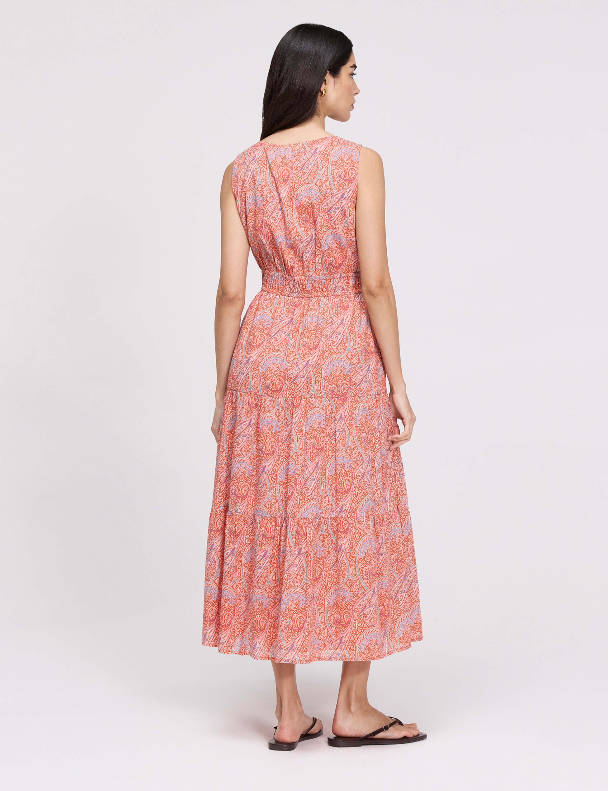 Pure Cotton Paisley V-Neck Midi Dress 8 of 8