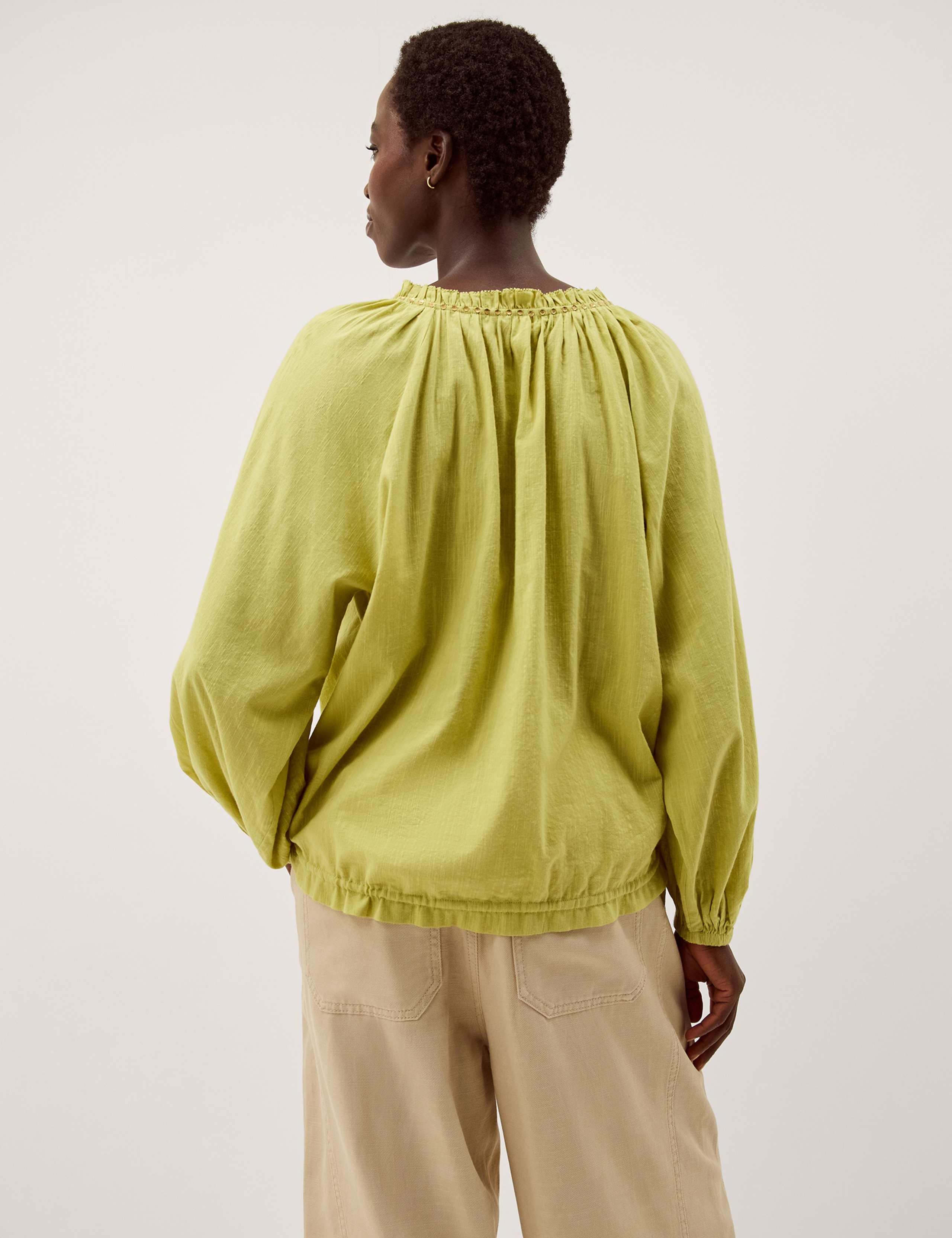 Cotton Blend Bubble Hem Blouse 3 of 5