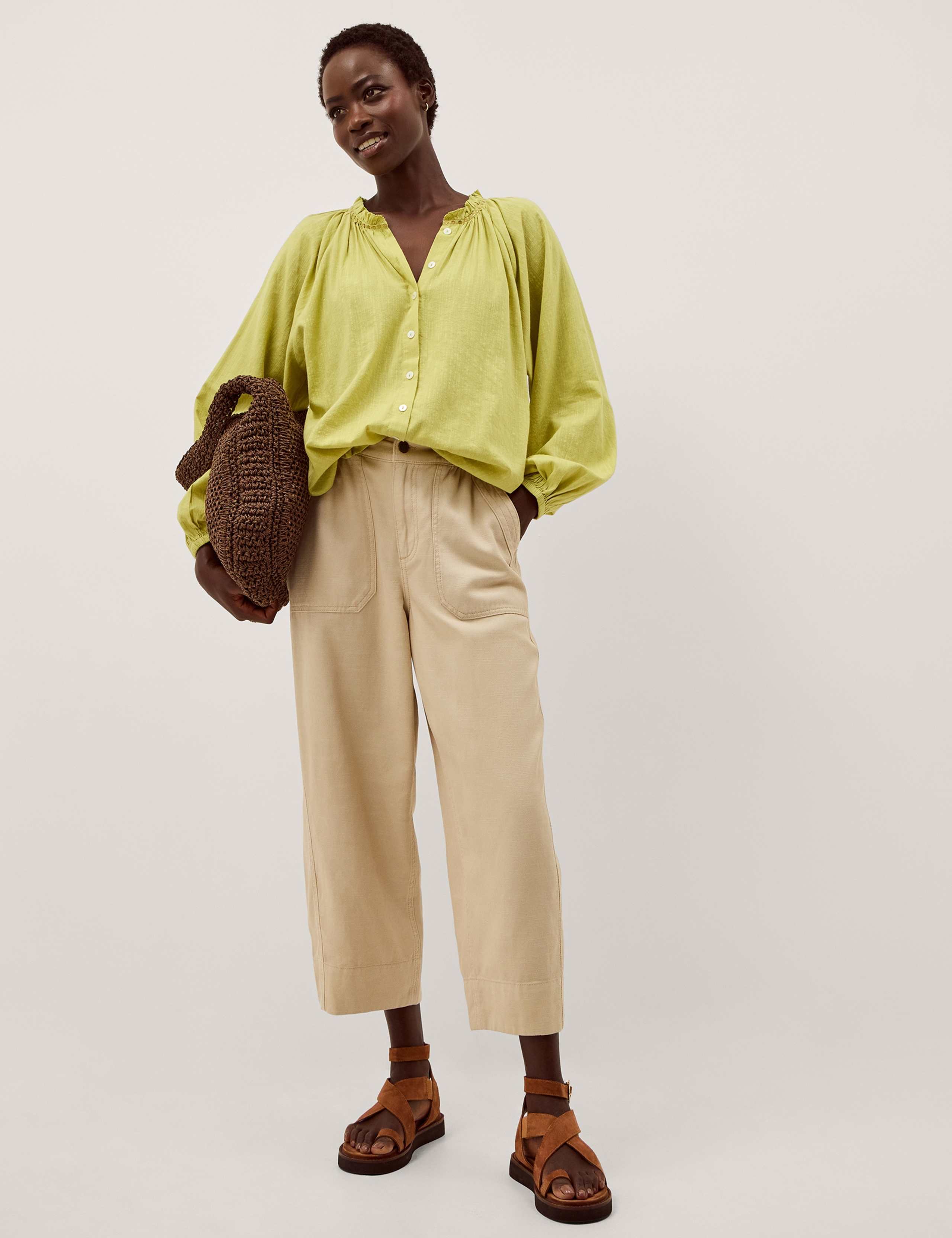 Cotton Blend Bubble Hem Blouse 4 of 5