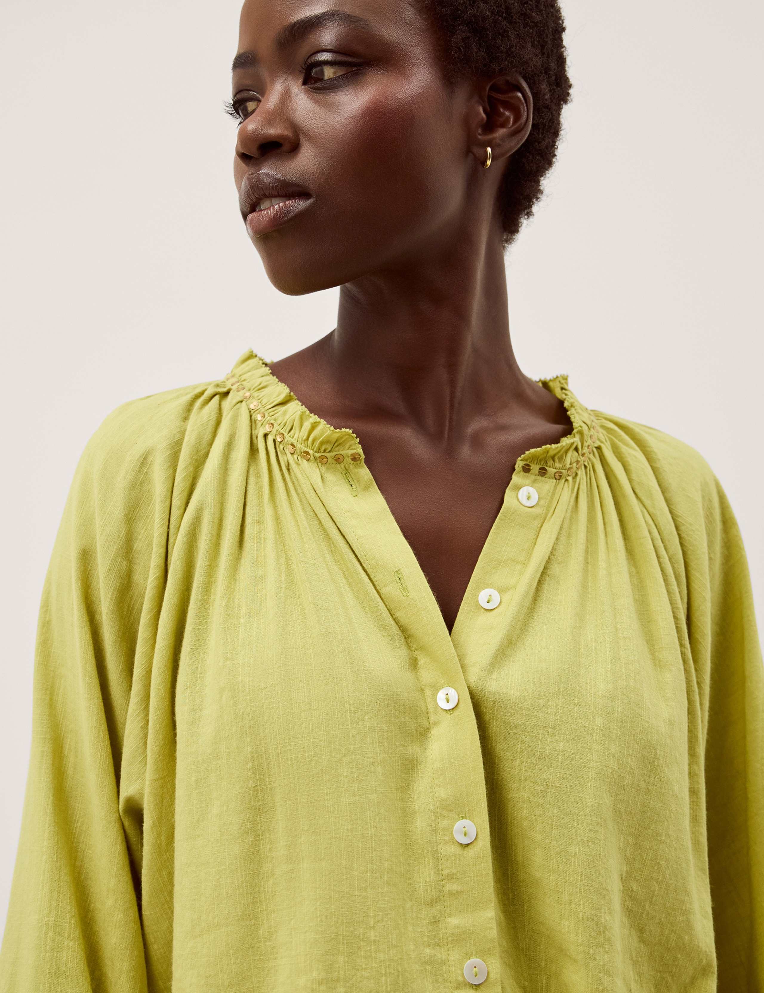 Cotton Blend Bubble Hem Blouse 5 of 5