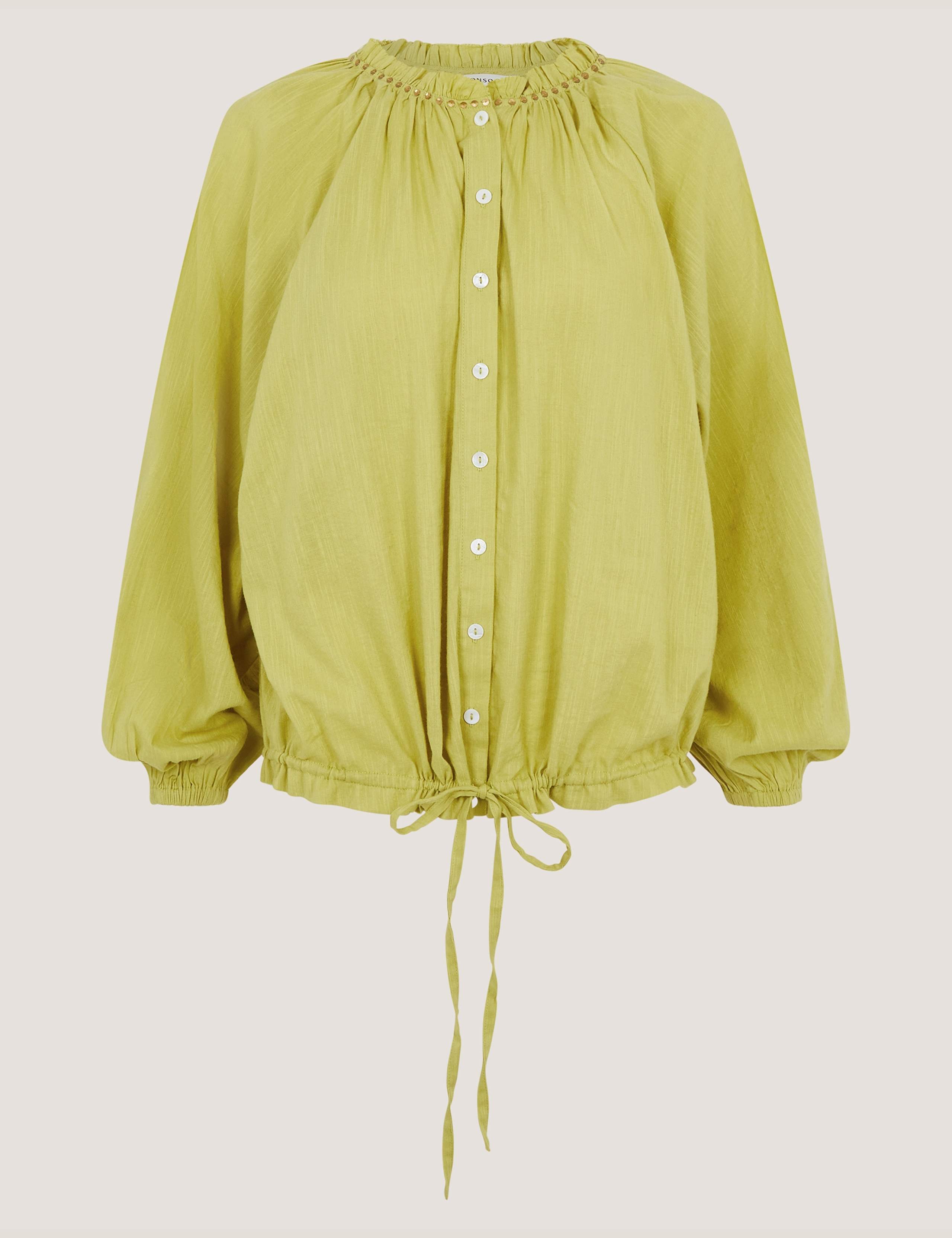 Cotton Blend Bubble Hem Blouse 2 of 5