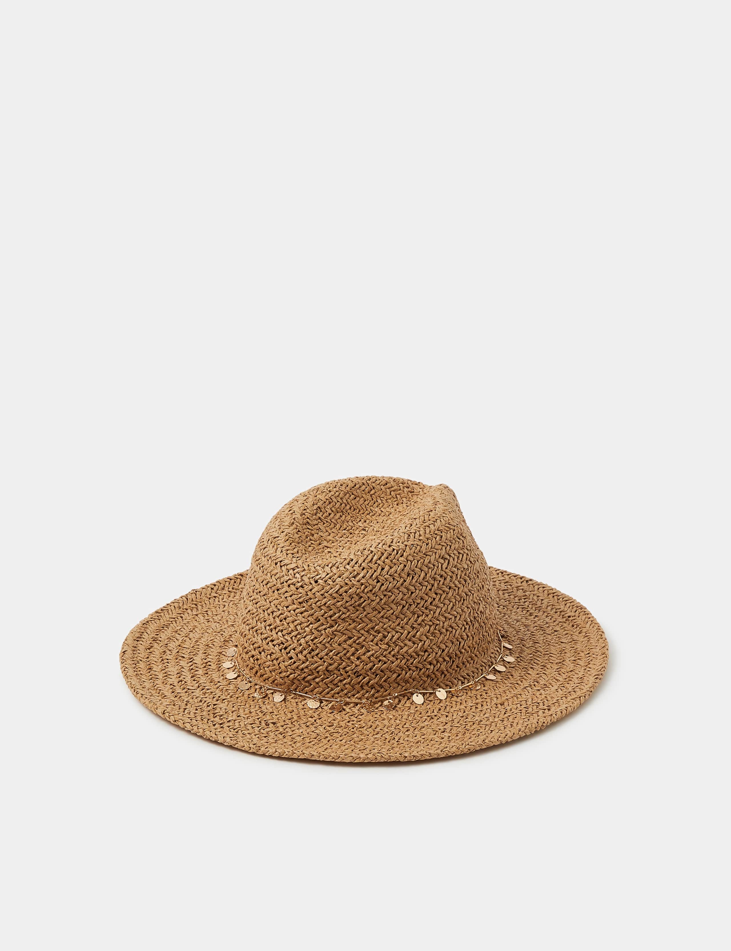 Straw Coin Trim Fedora Hat 2 of 4