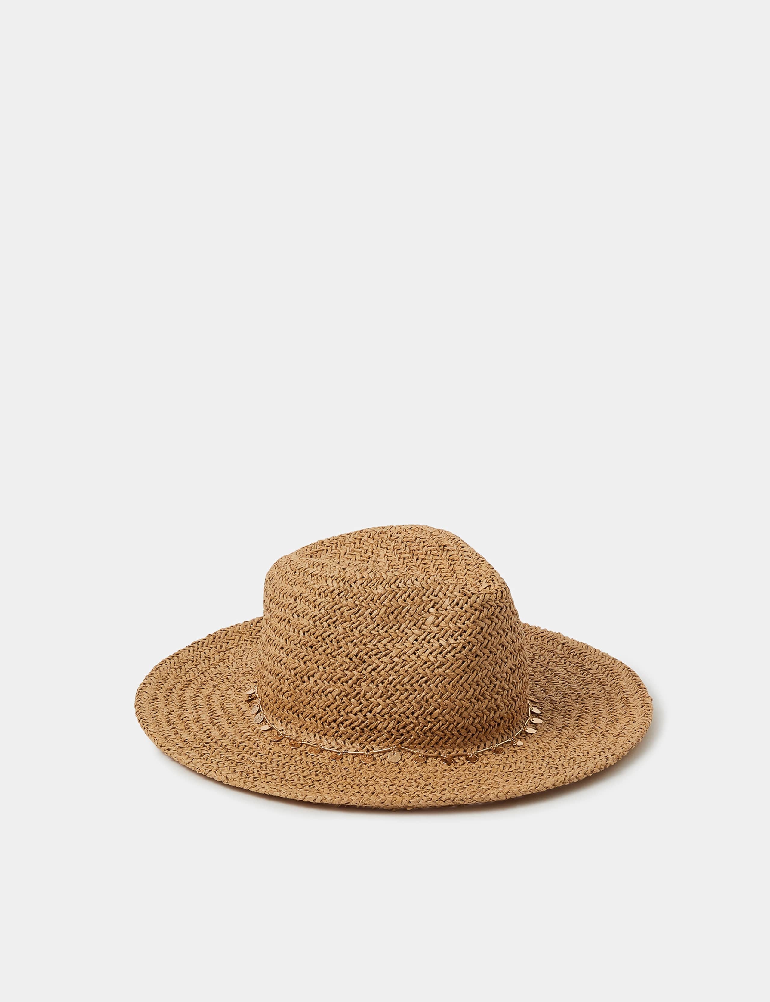 Straw Coin Trim Fedora Hat 3 of 4