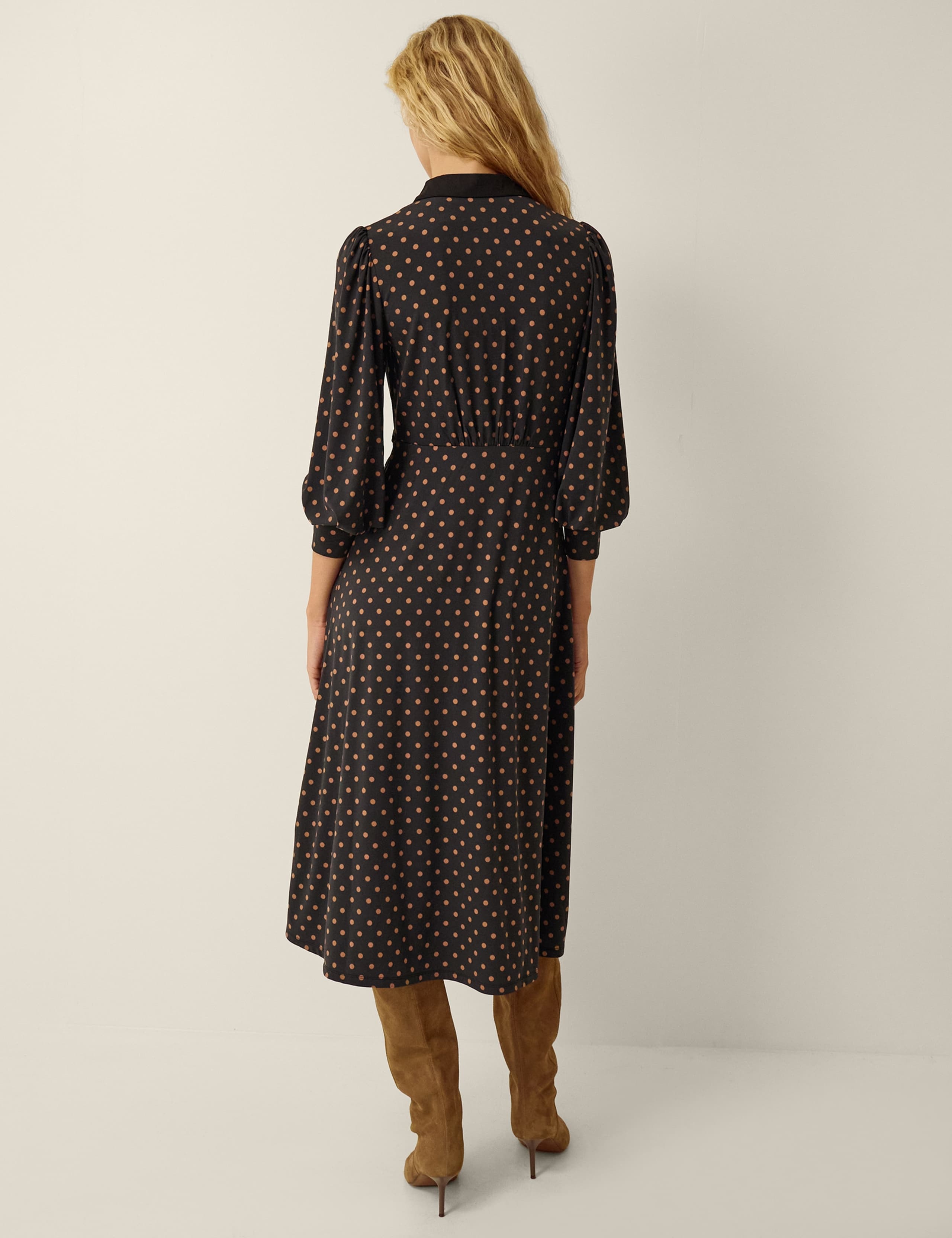 Jersey Polka Dot Midi Skater Dress 2 of 4