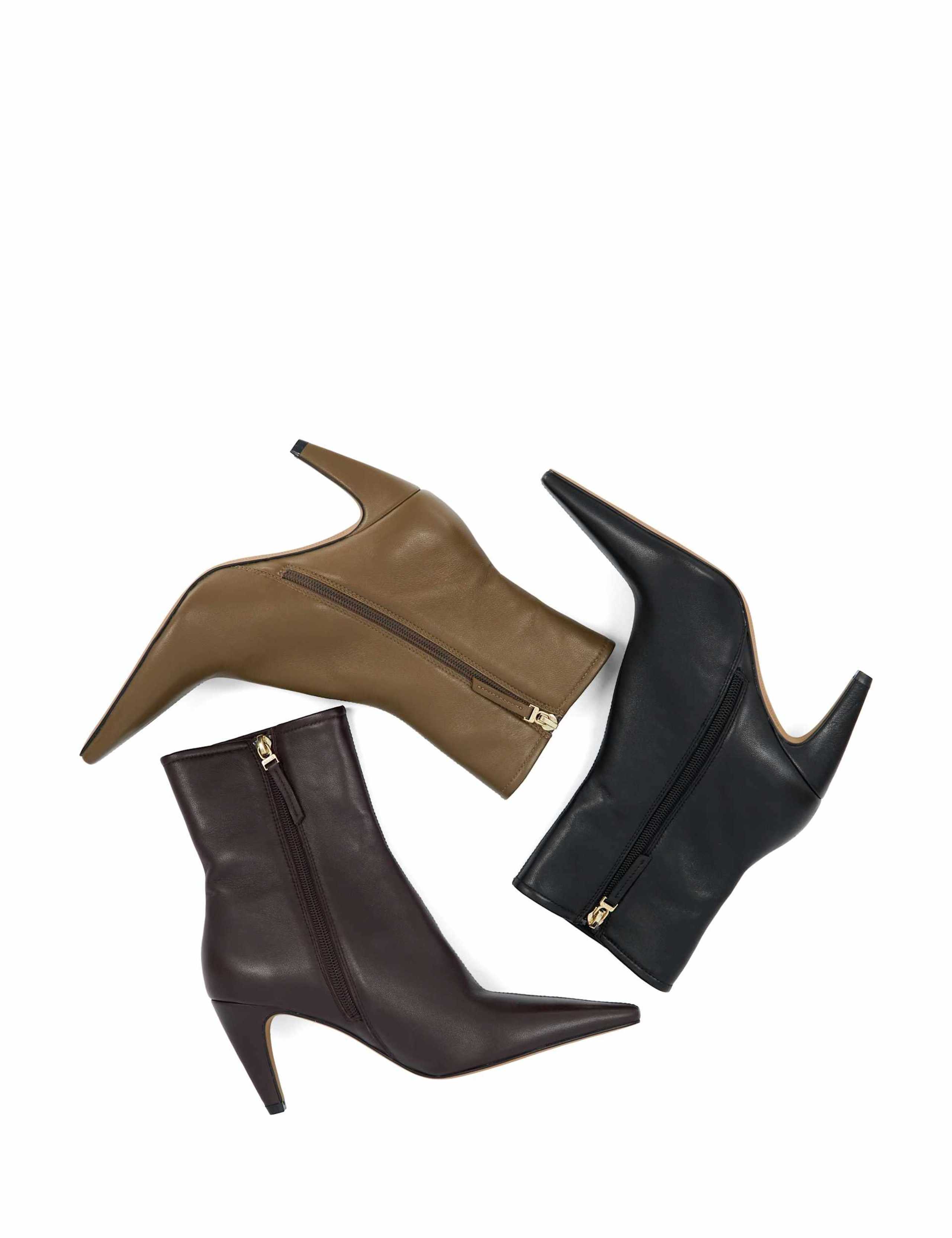 Leather Stiletto Heel Pointed Ankle Boots 4 of 5