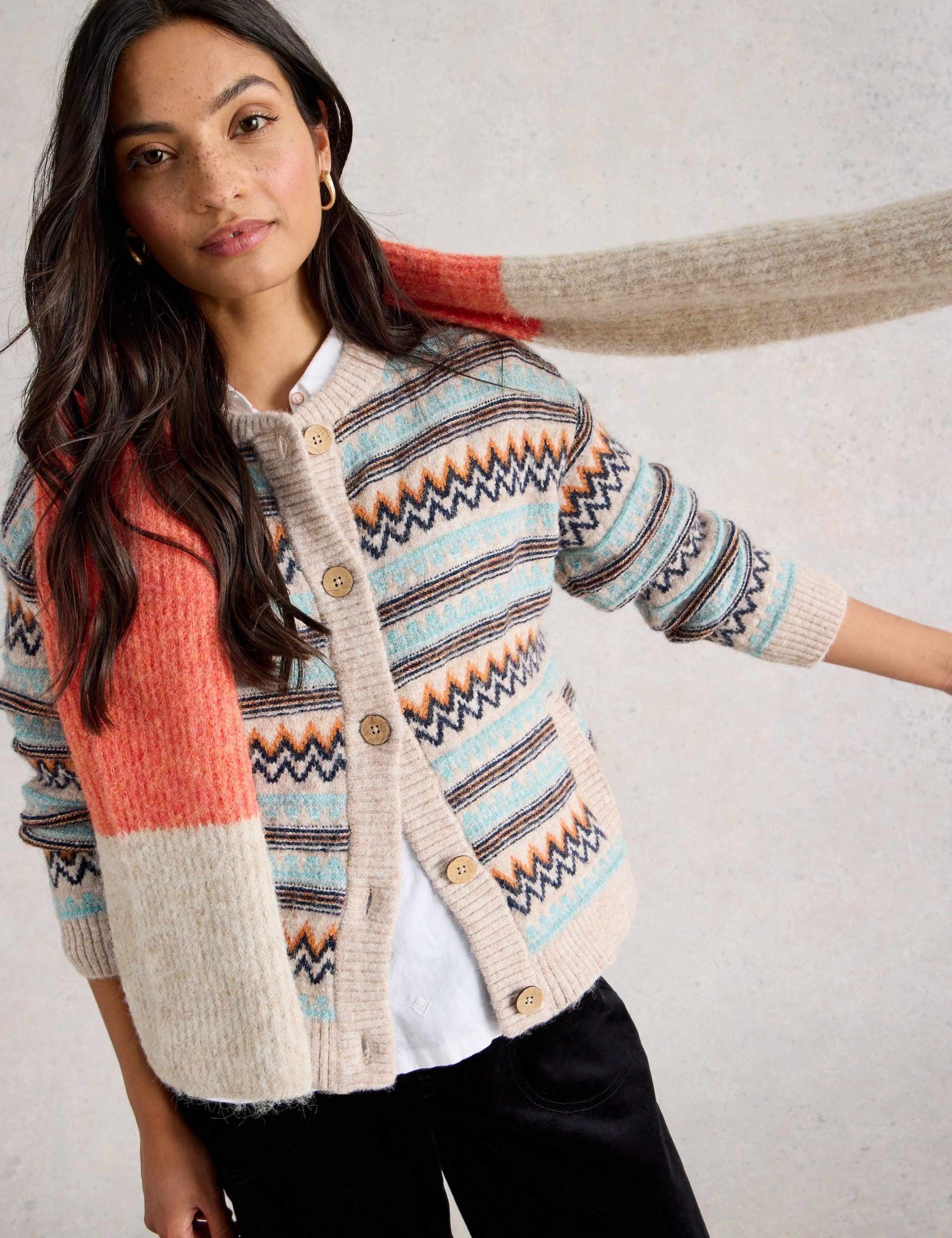 Fair Isle Crew Neck Cardigan with Wool 4 of 7