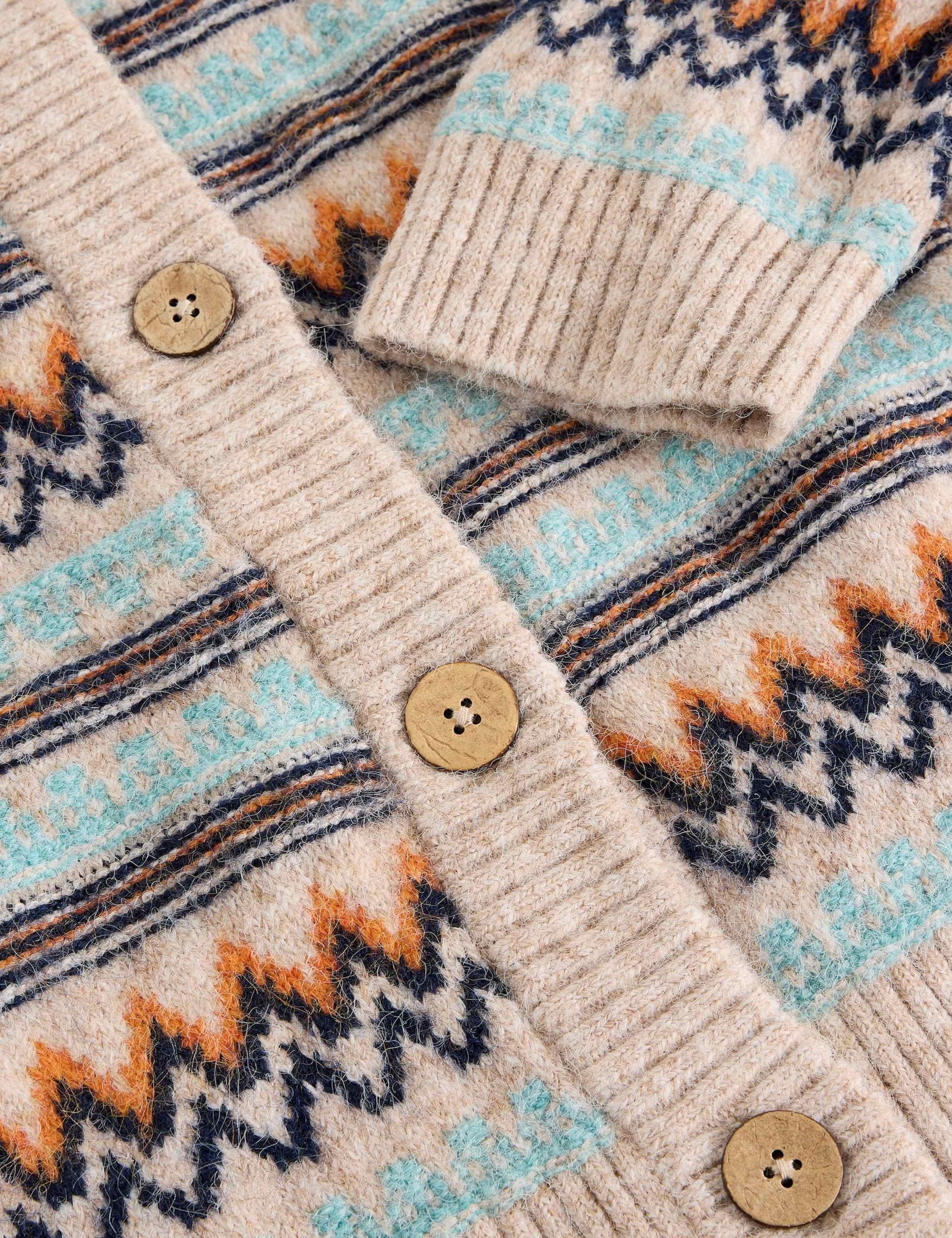 Fair Isle Crew Neck Cardigan with Wool 6 of 7