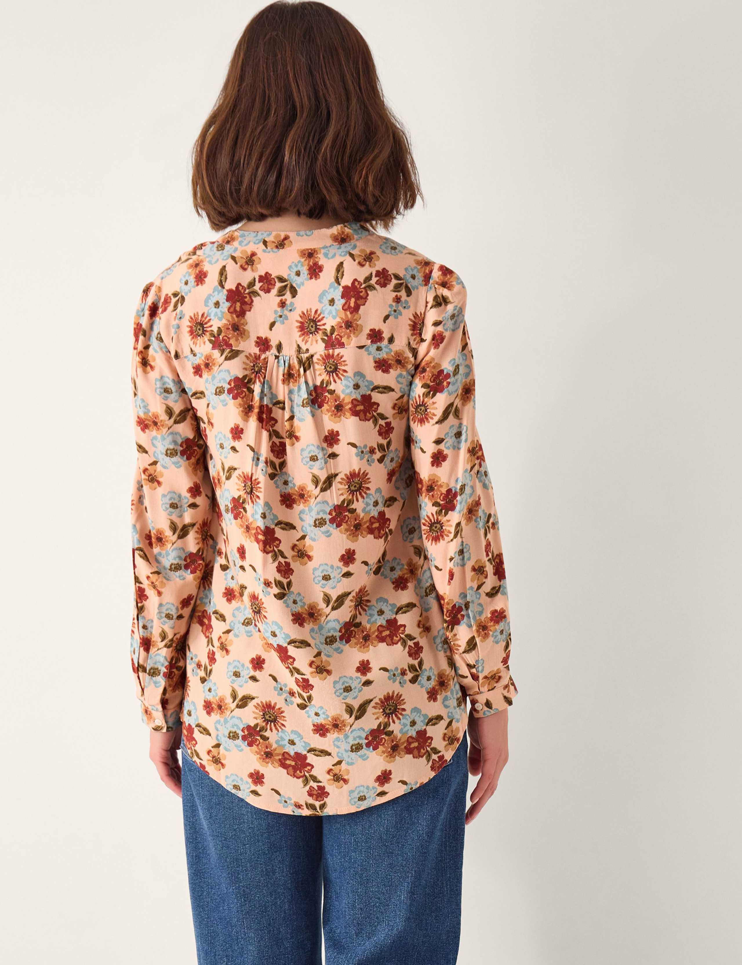 Floral Pintuck Button Through Blouse 2 of 4