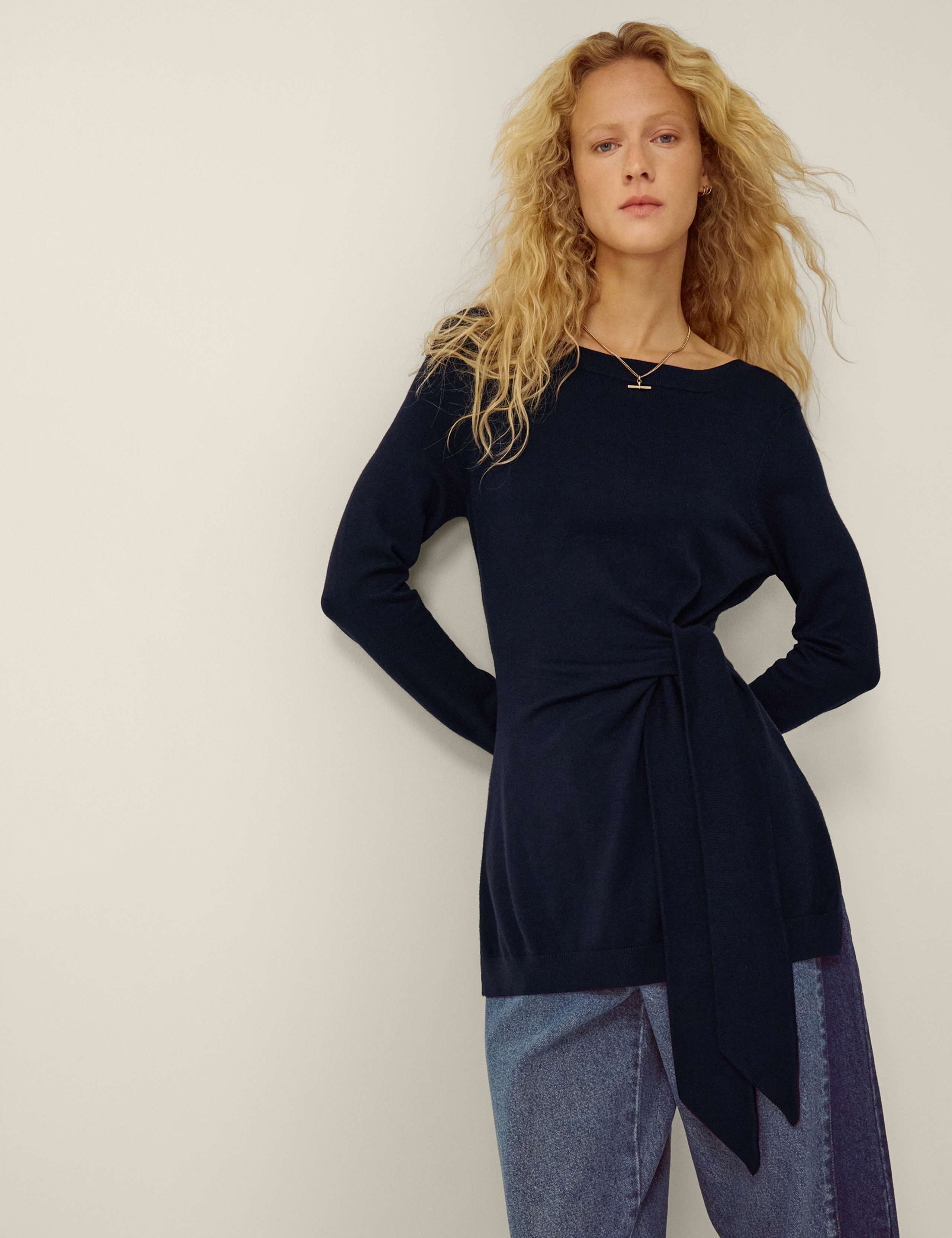 Slash Neck Tie Side Jumper 1 of 3