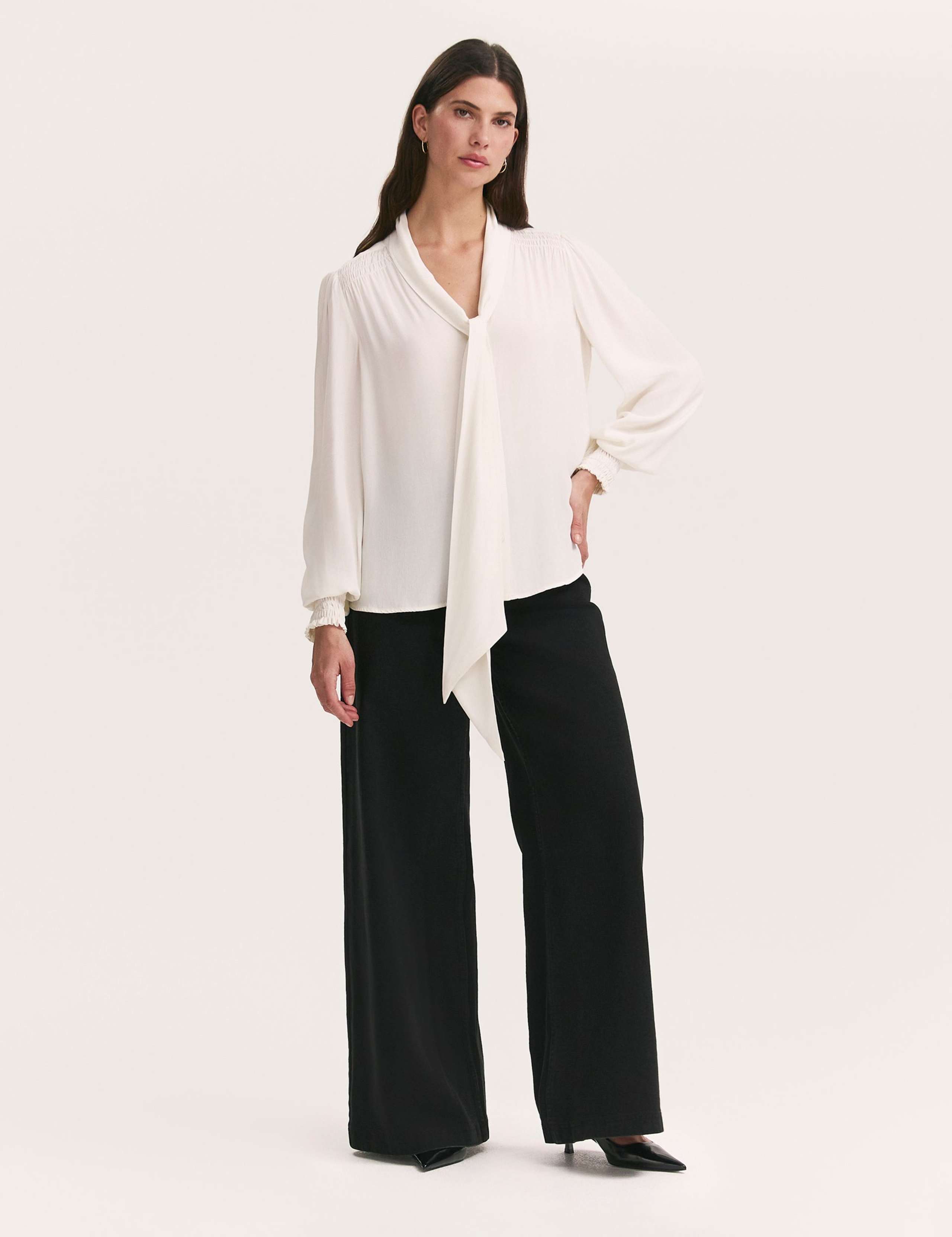 Crepe Tie Neck Blouse 3 of 4