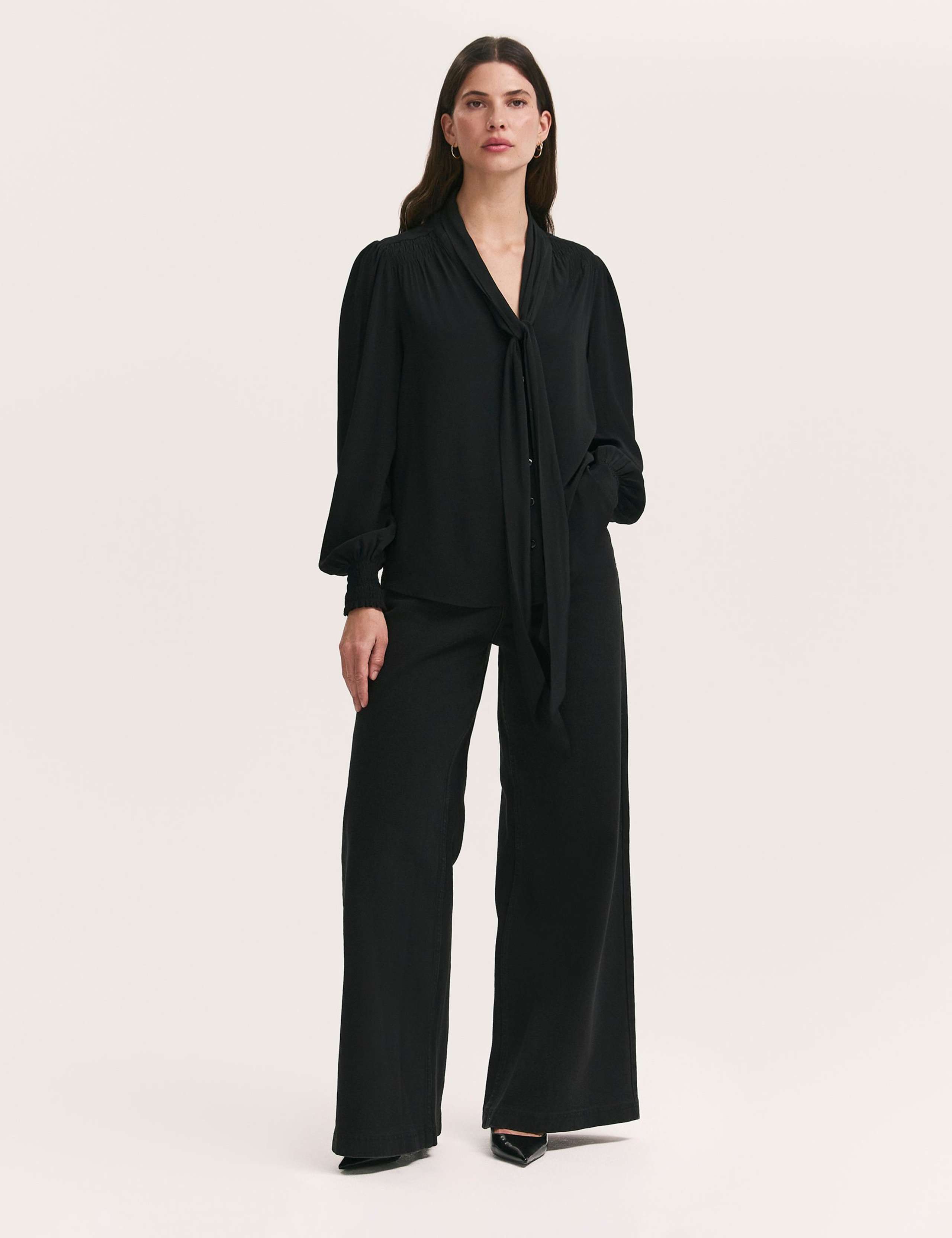 Crepe Tie Neck Blouse 2 of 4