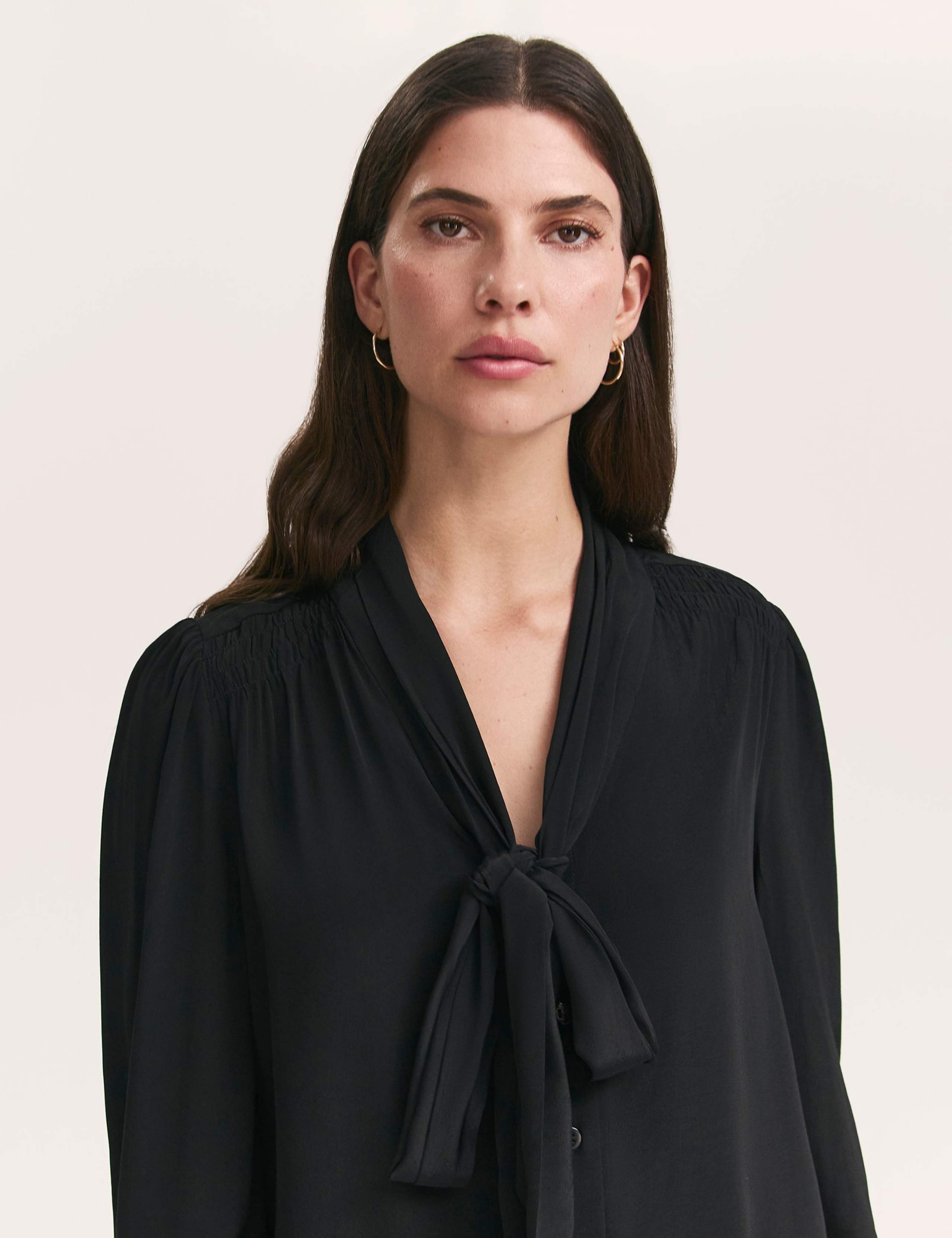 Crepe Tie Neck Blouse 4 of 4