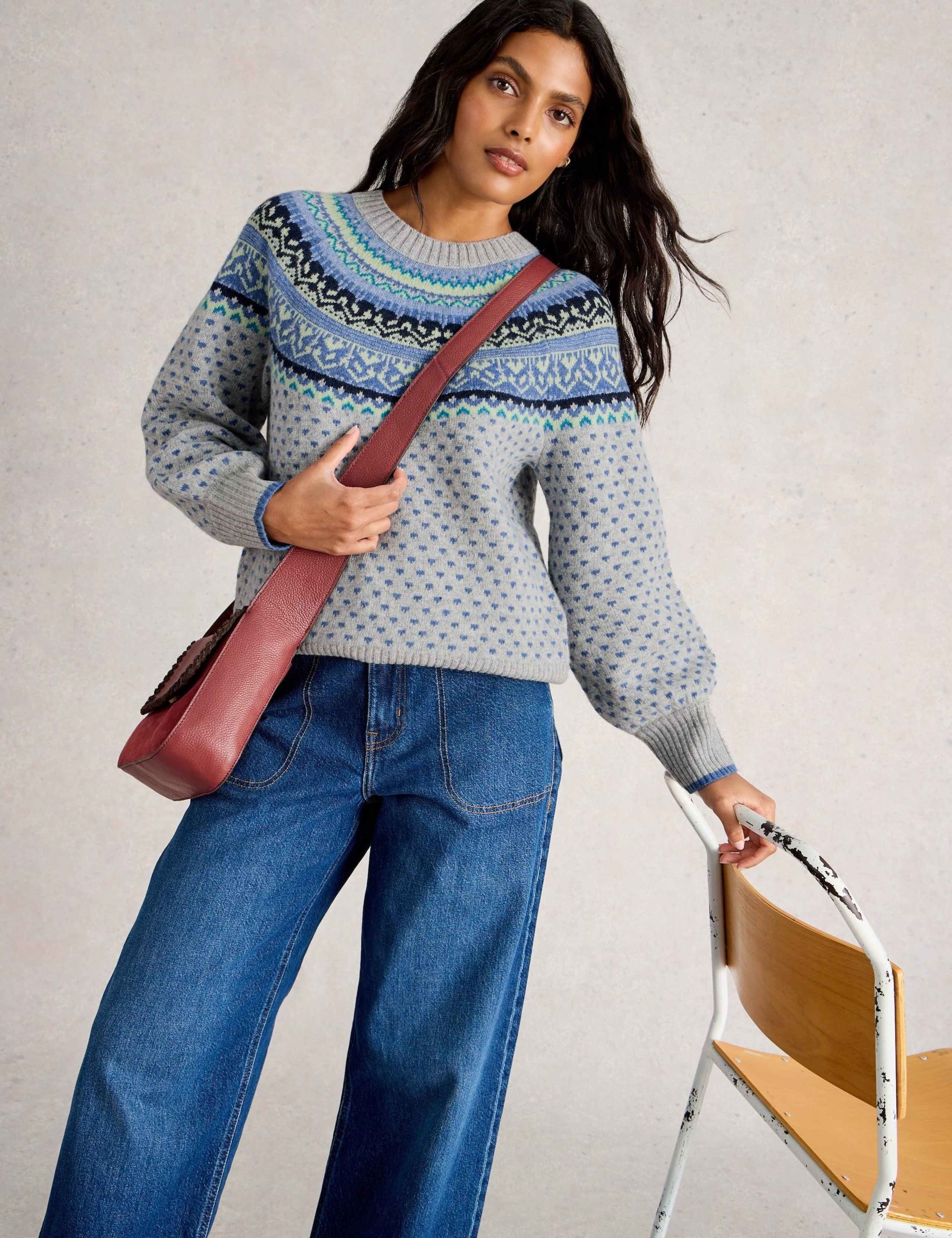 Wool Rich Fair Isle Heart Crew Neck Jumper 5 of 6