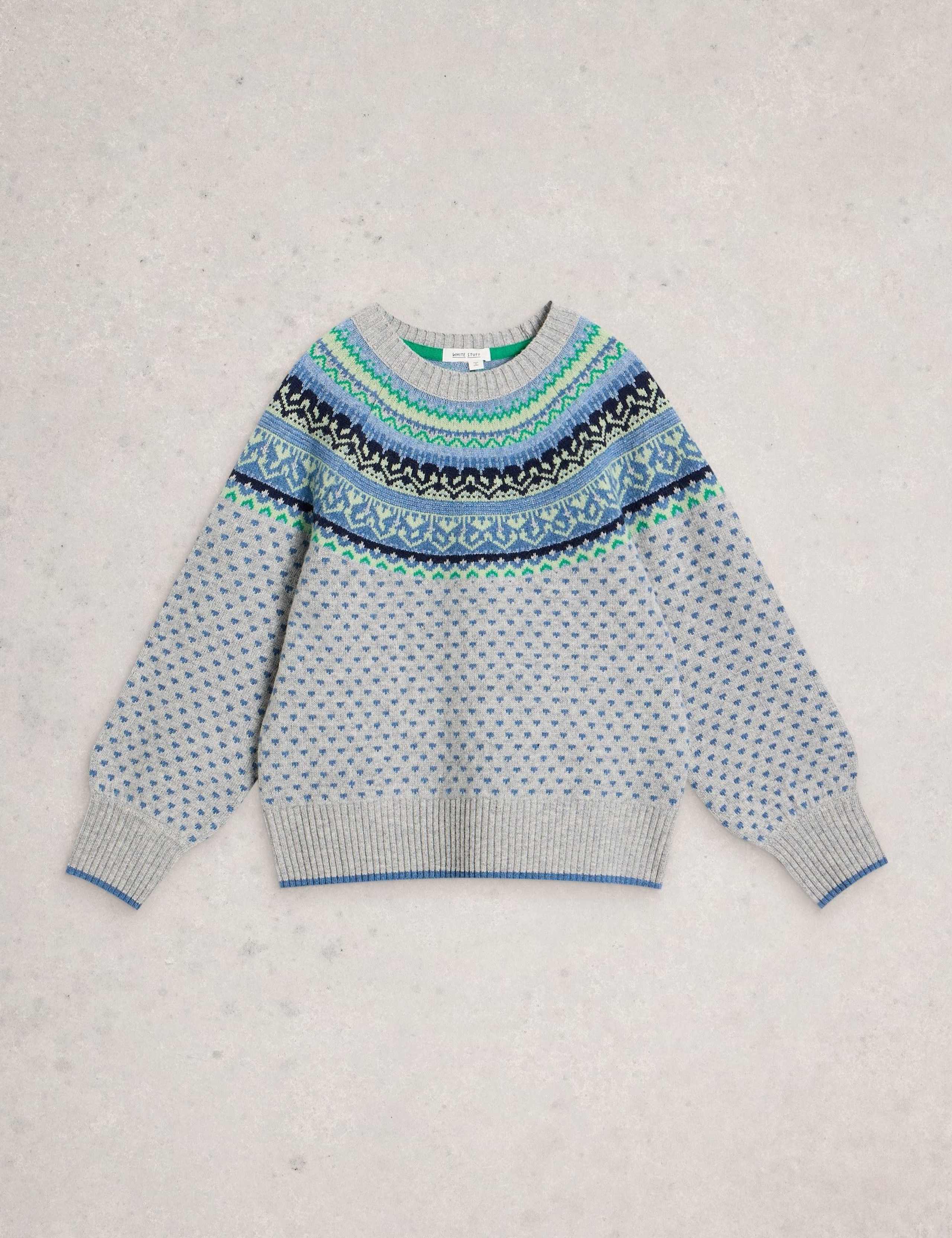 Wool Rich Fair Isle Heart Crew Neck Jumper 2 of 6