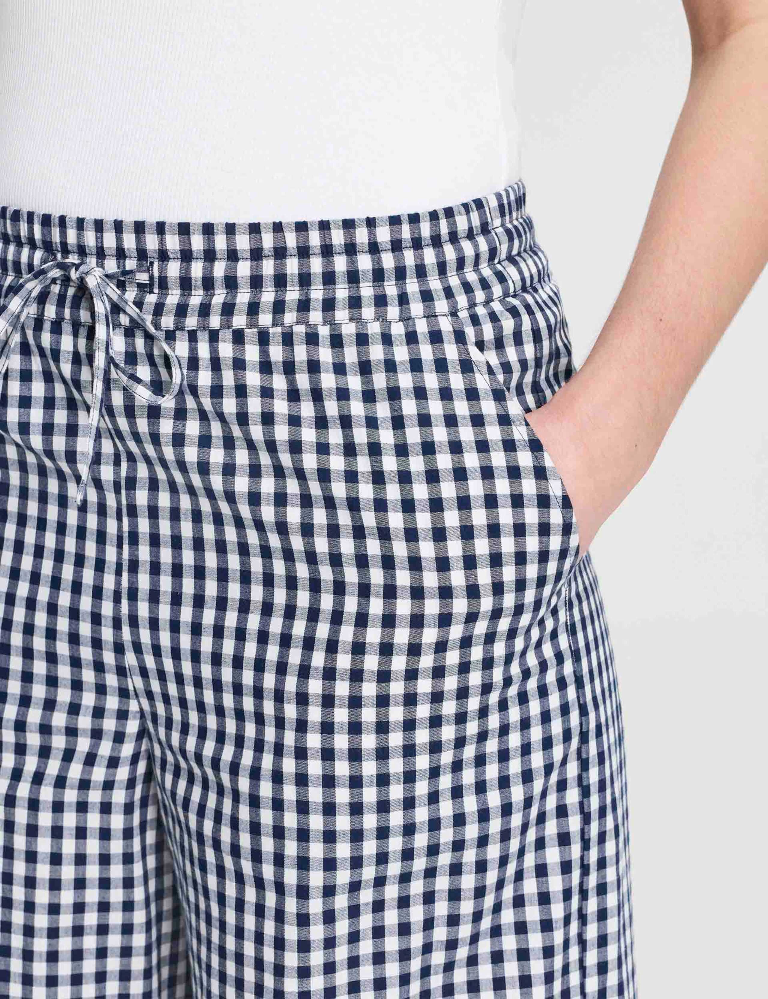 Pure Cotton Gingham Wide Leg Trousers 5 of 5