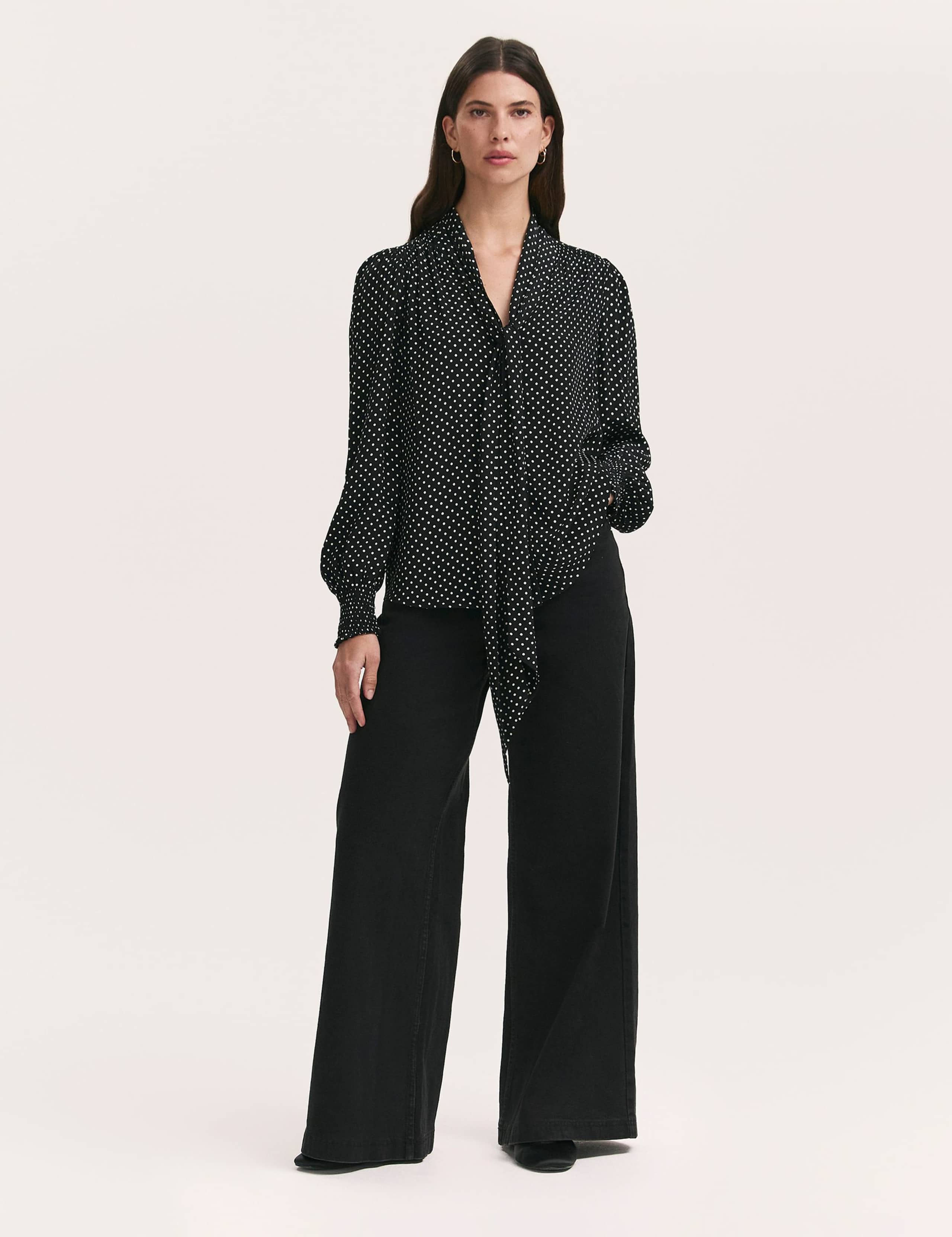 Polka Dot Tie Neck Blouse 2 of 4