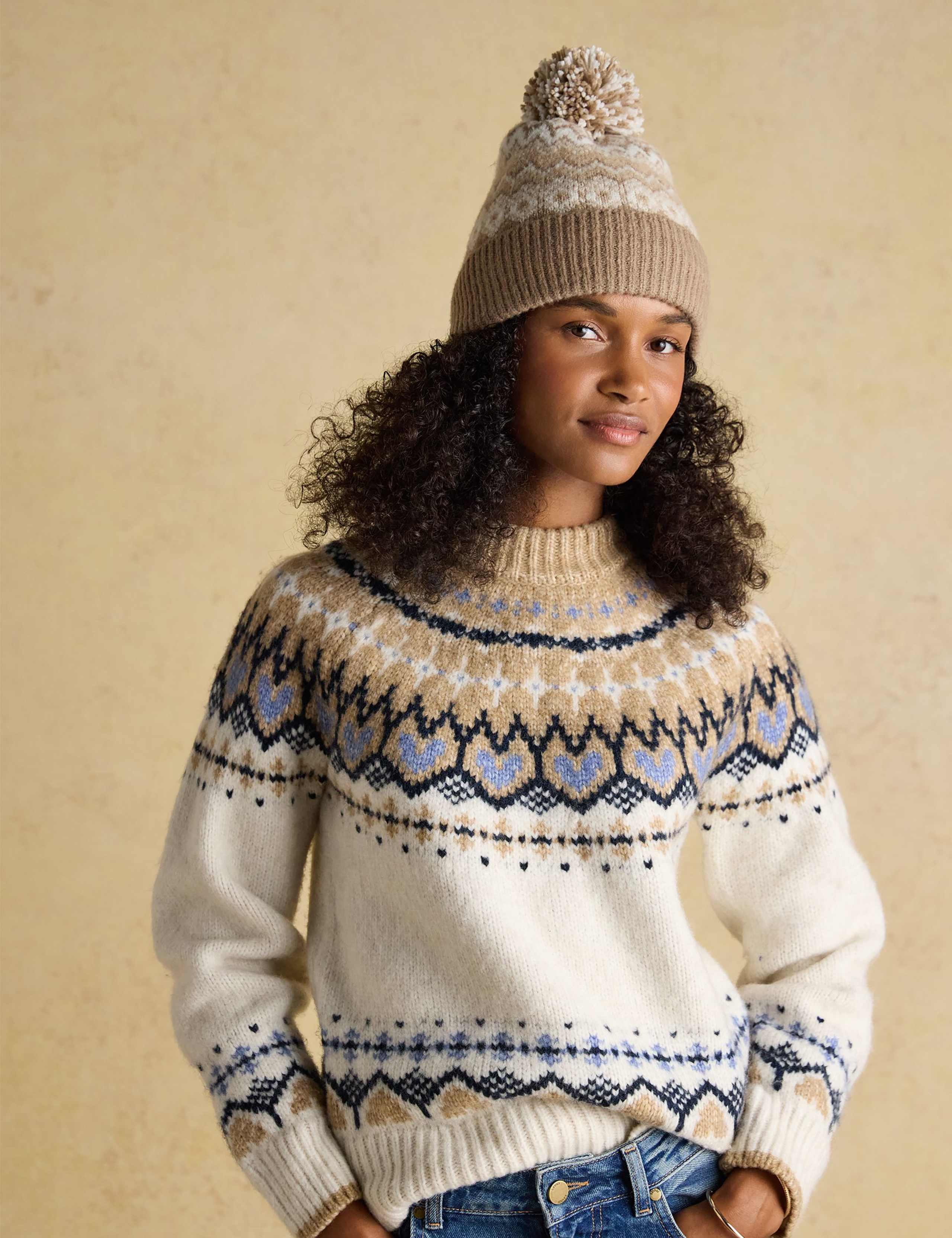 Knitted Fair Isle Pom Beanie Hat 5 of 7