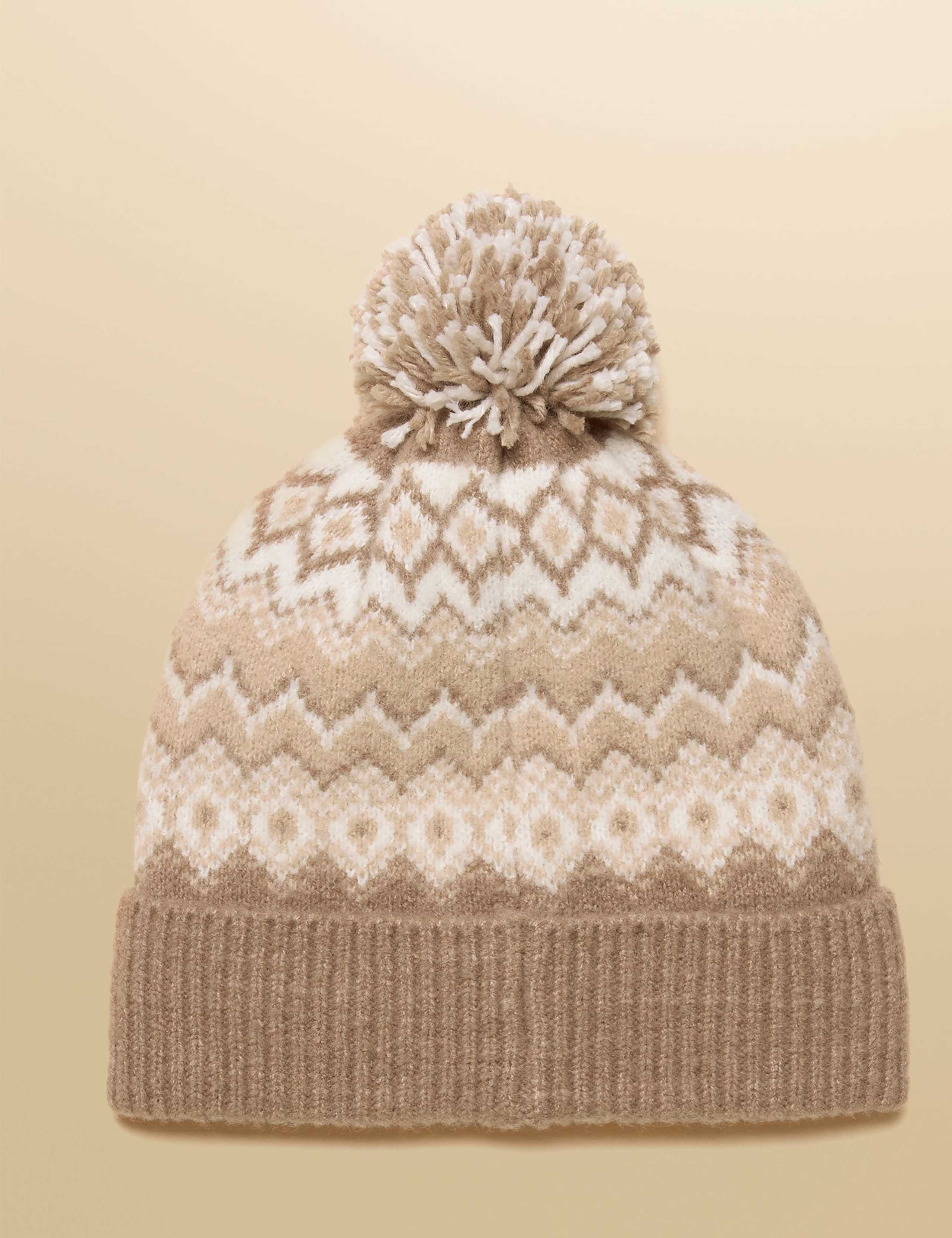 Knitted Fair Isle Pom Beanie Hat 7 of 7