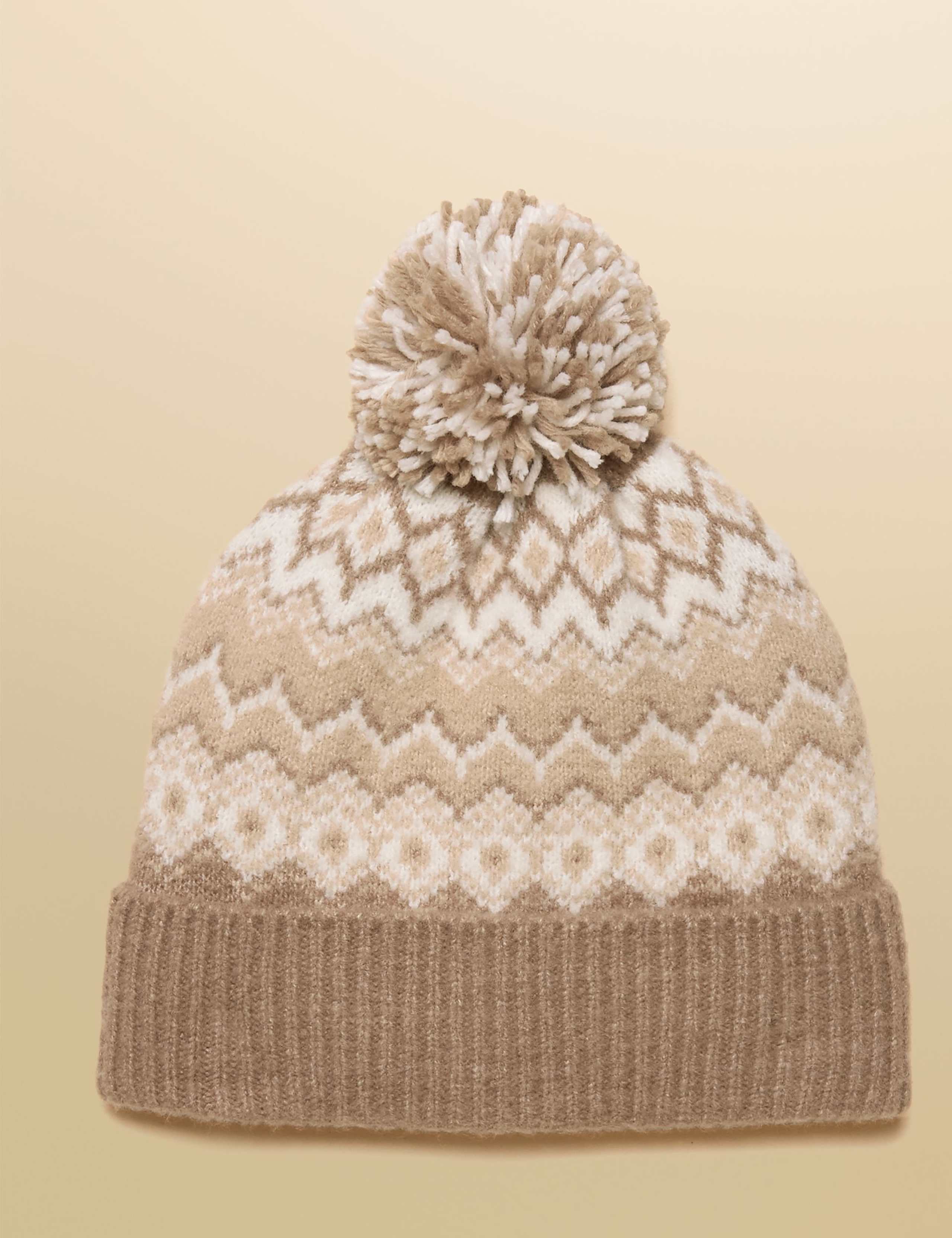 Knitted Fair Isle Pom Beanie Hat 2 of 7