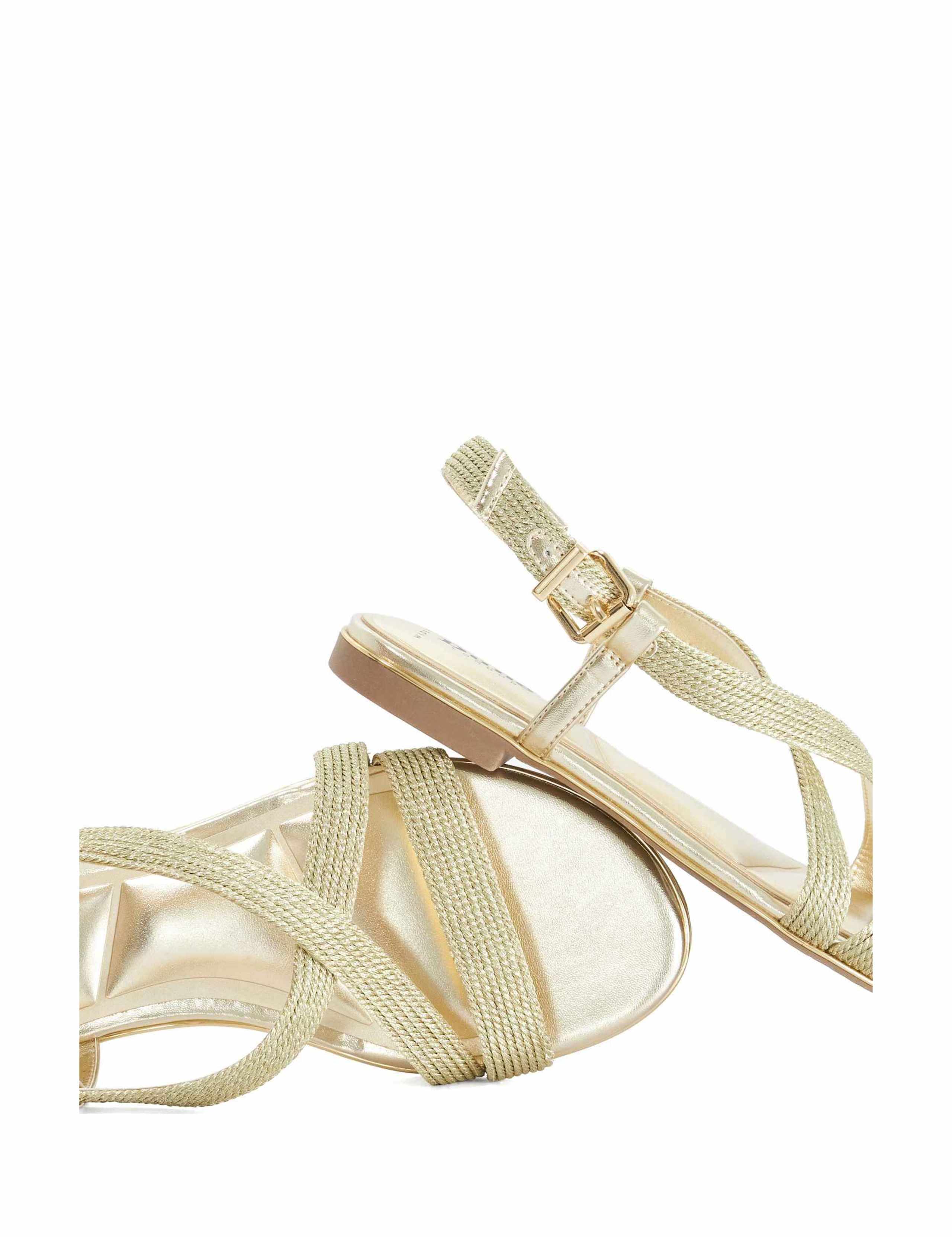Wide Fit Metallic Rope Ankle Strap Flat Sandals 5 of 5