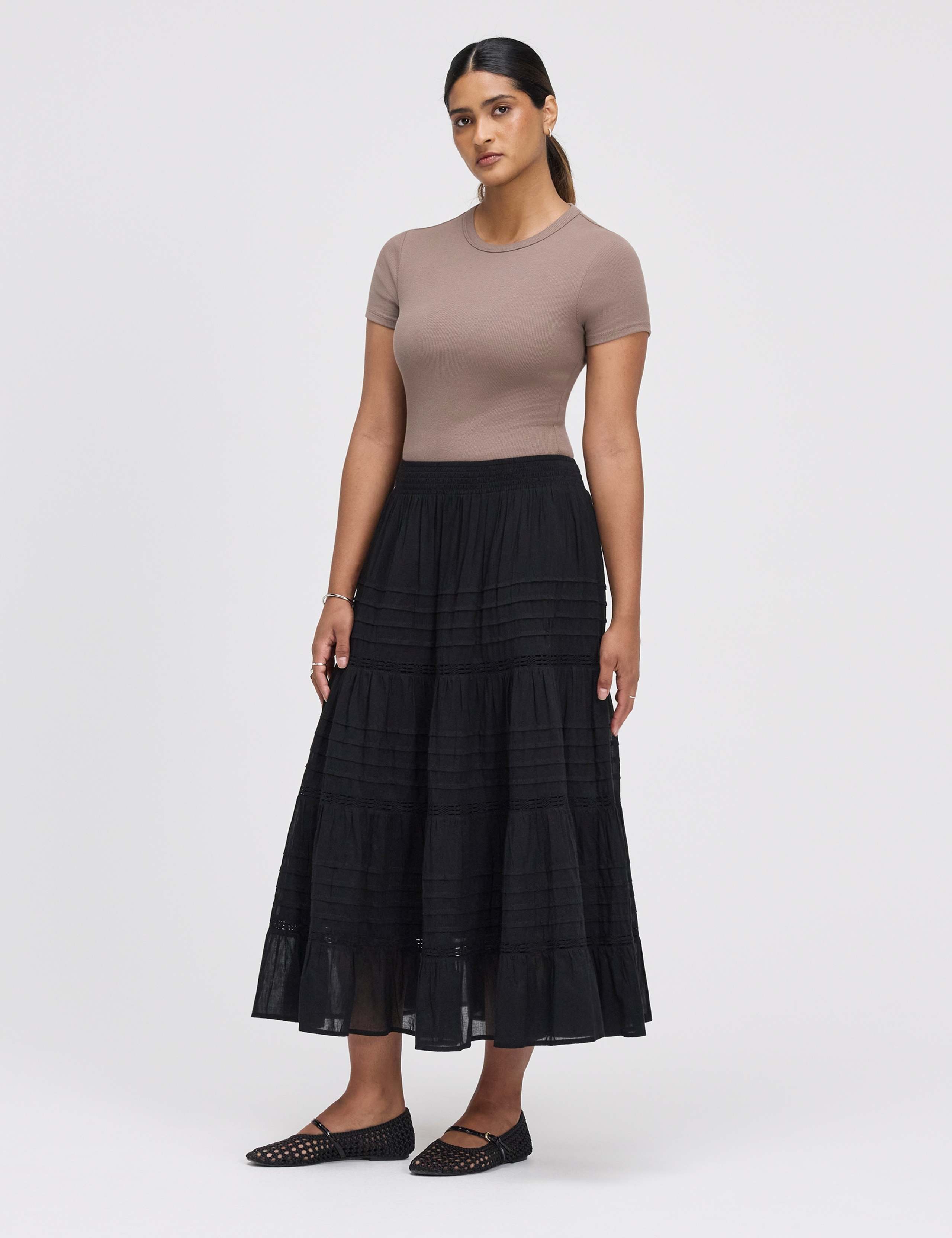 Pure Cotton Midi Tiered Skirt 2 of 6