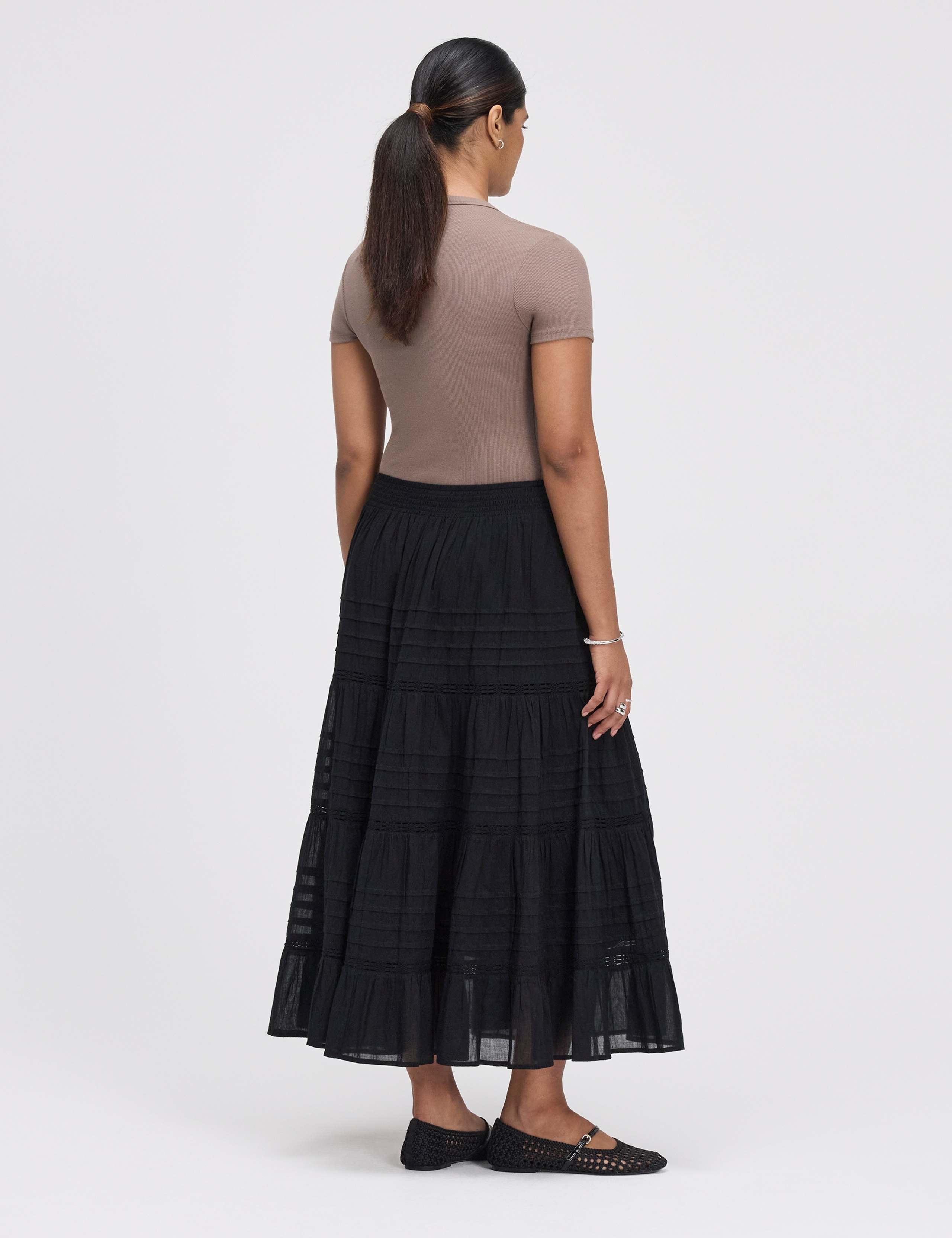 Pure Cotton Midi Tiered Skirt 3 of 6