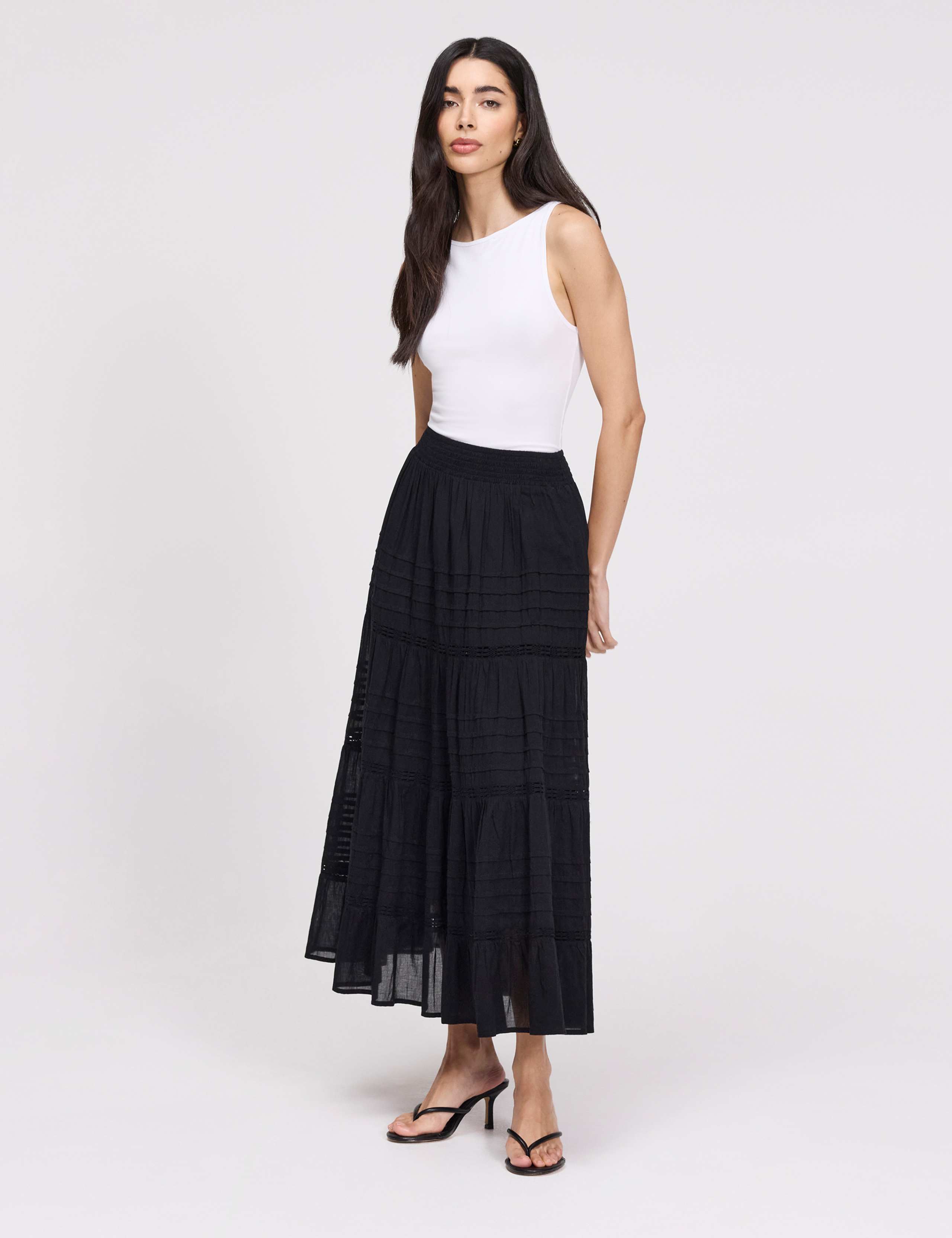 Pure Cotton Midi Tiered Skirt 7 of 8