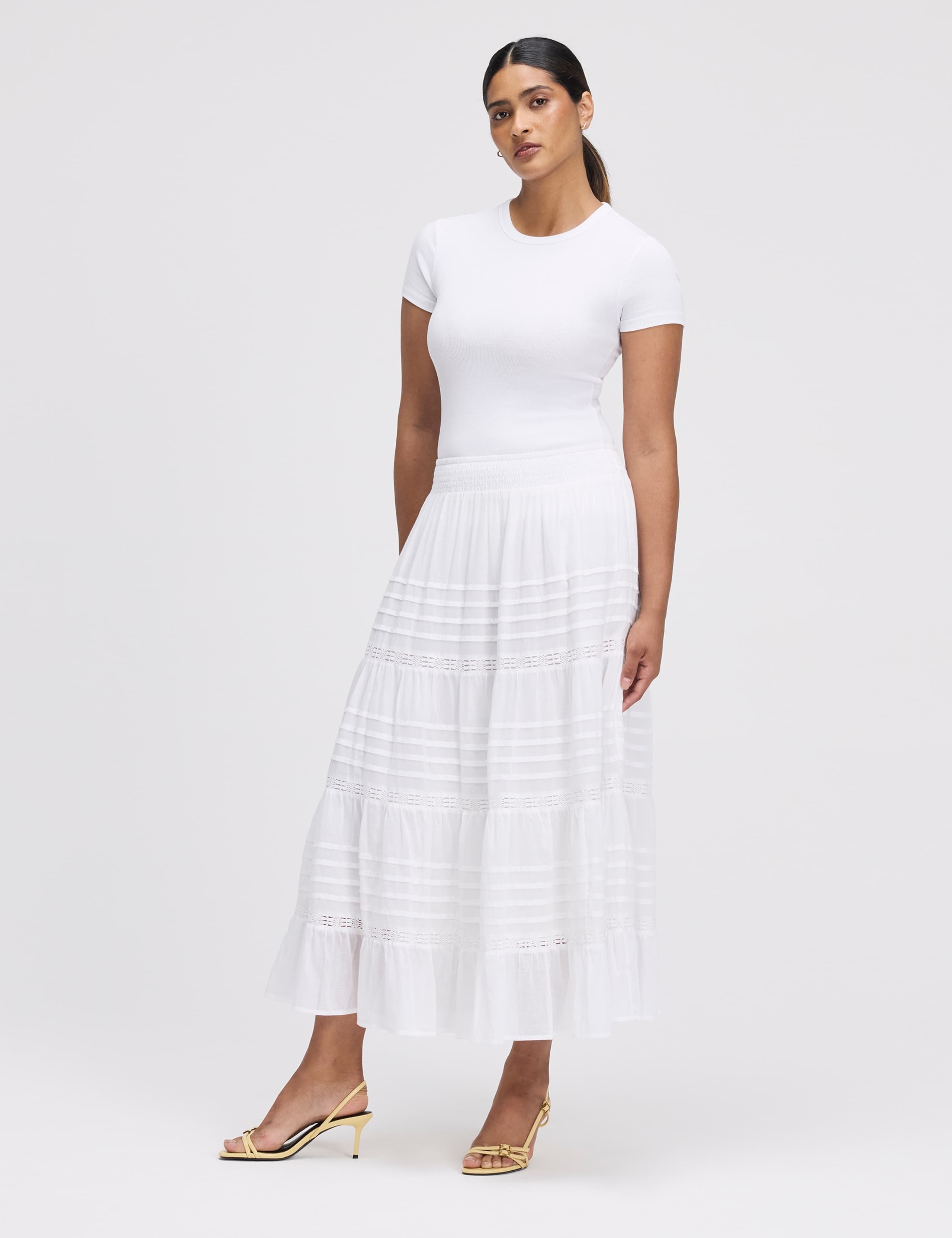 Pure Cotton Midi Tiered Skirt 2 of 5