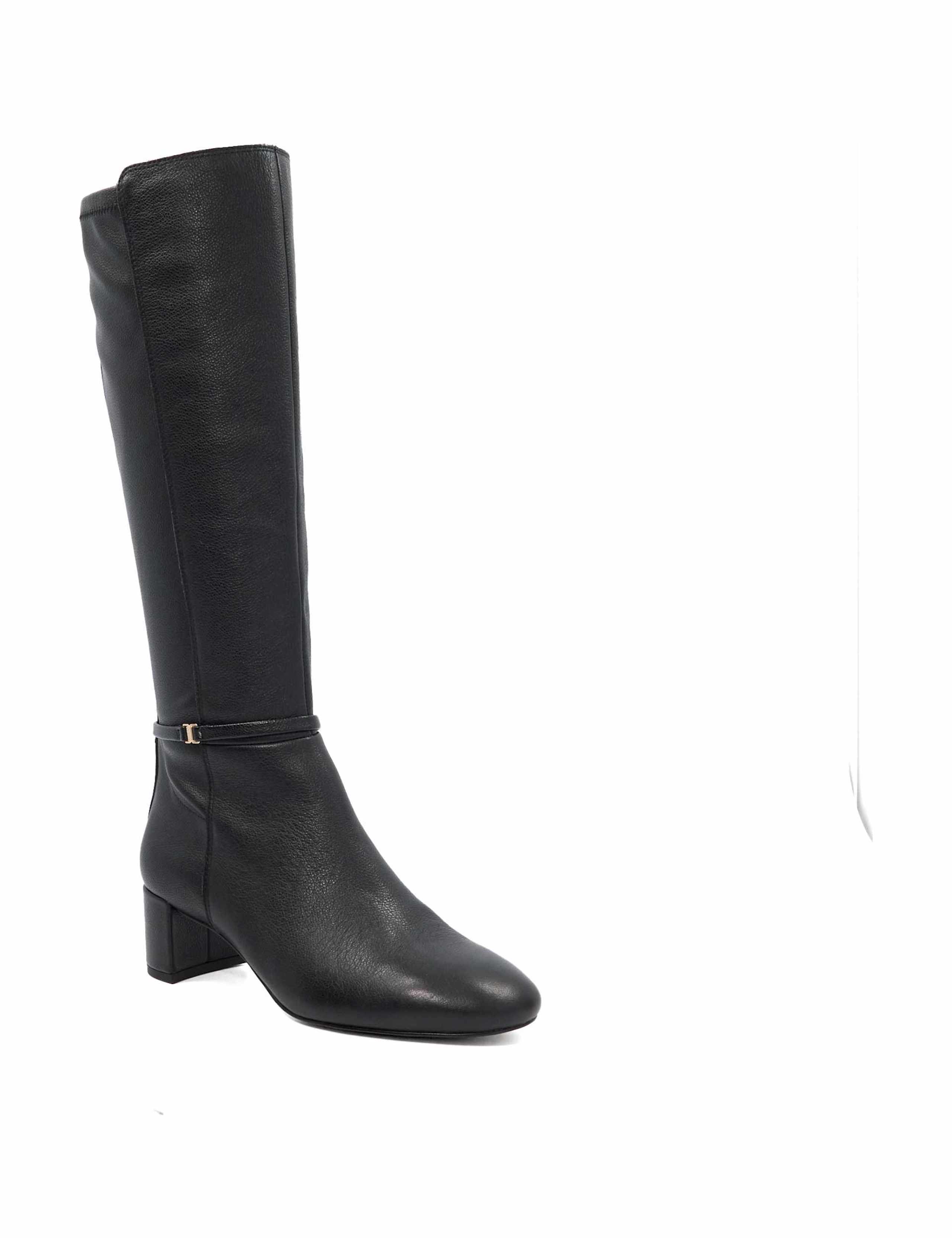 Leather Block Heel Knee High Boots 2 of 5