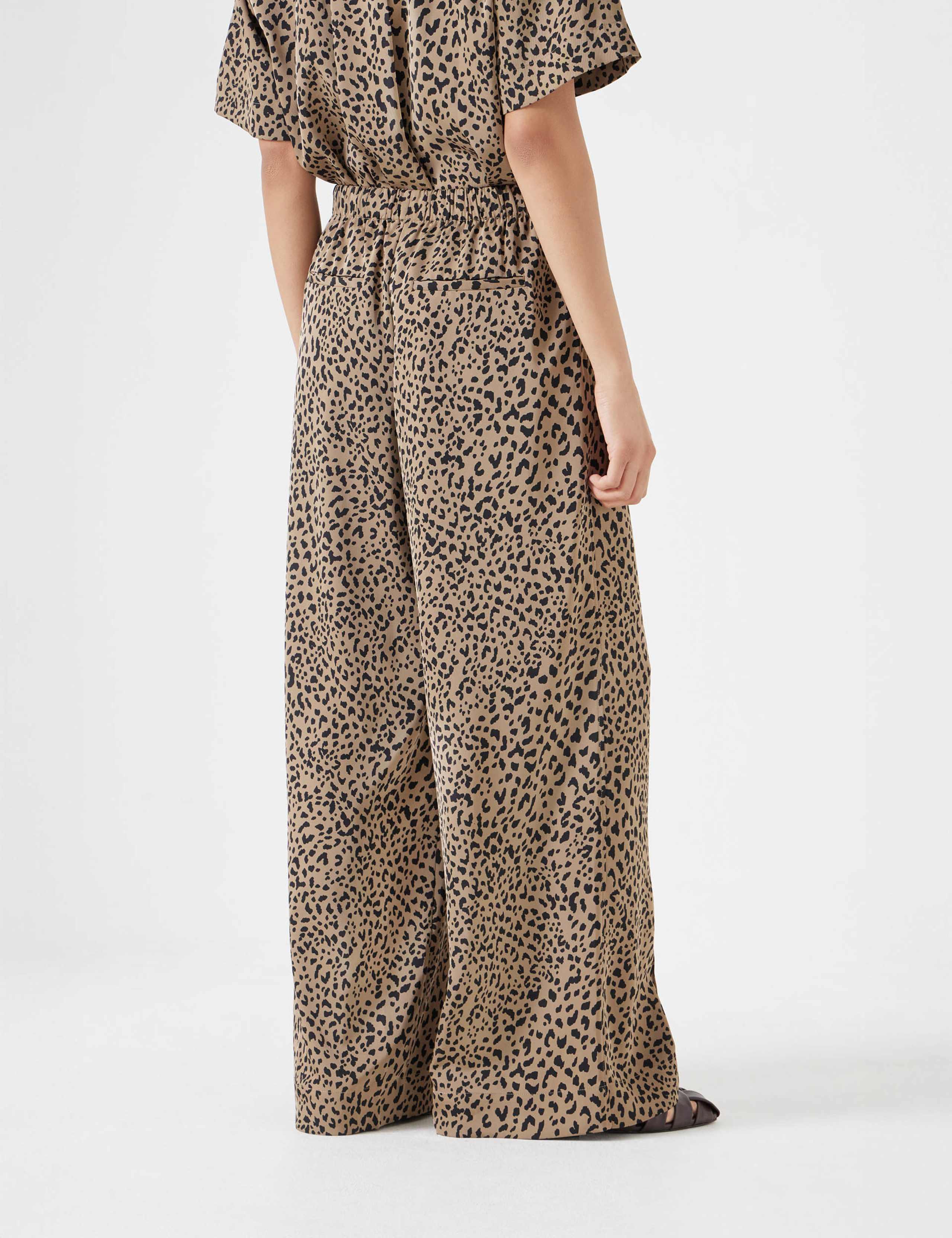 Animal Print Drawstring Wide Leg Trousers 3 of 4