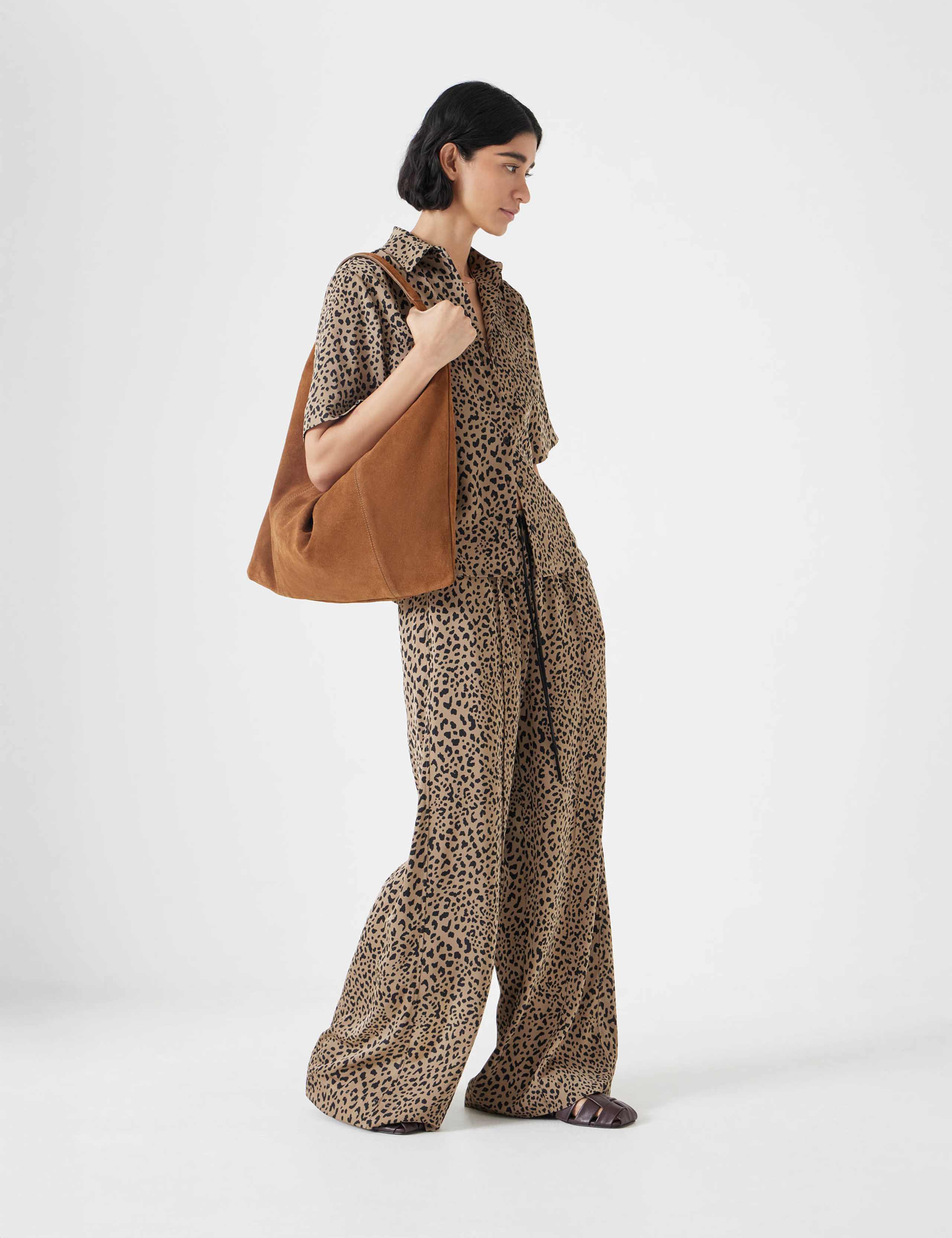 Animal Print Drawstring Wide Leg Trousers 4 of 4