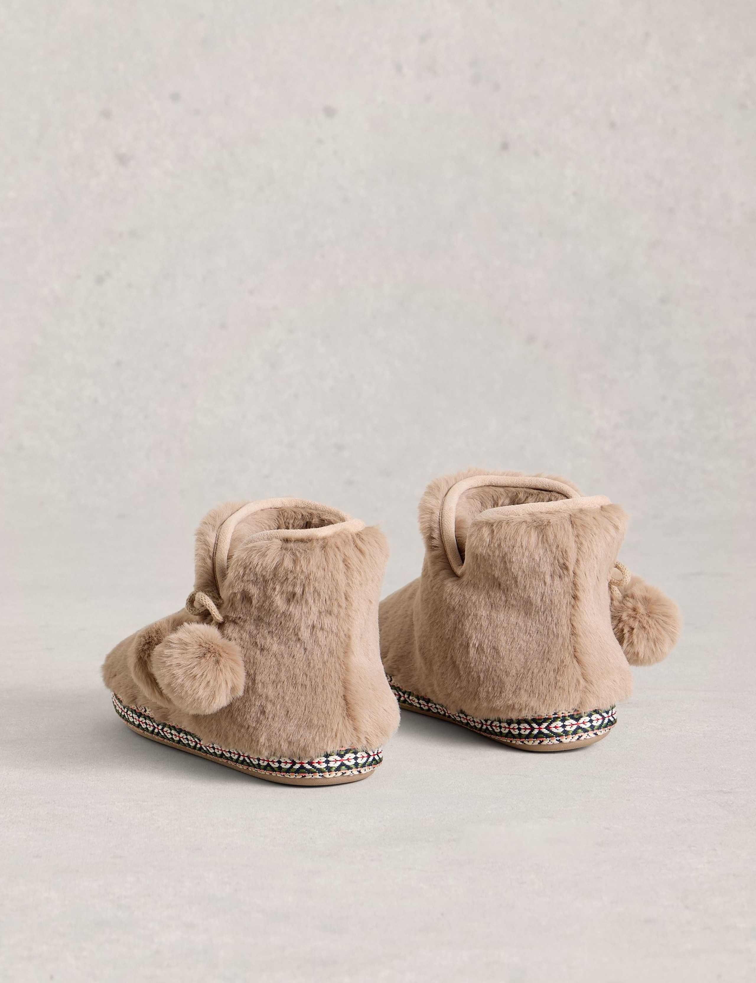 Faux Fur Pom Pom Bootie Slippers 4 of 4